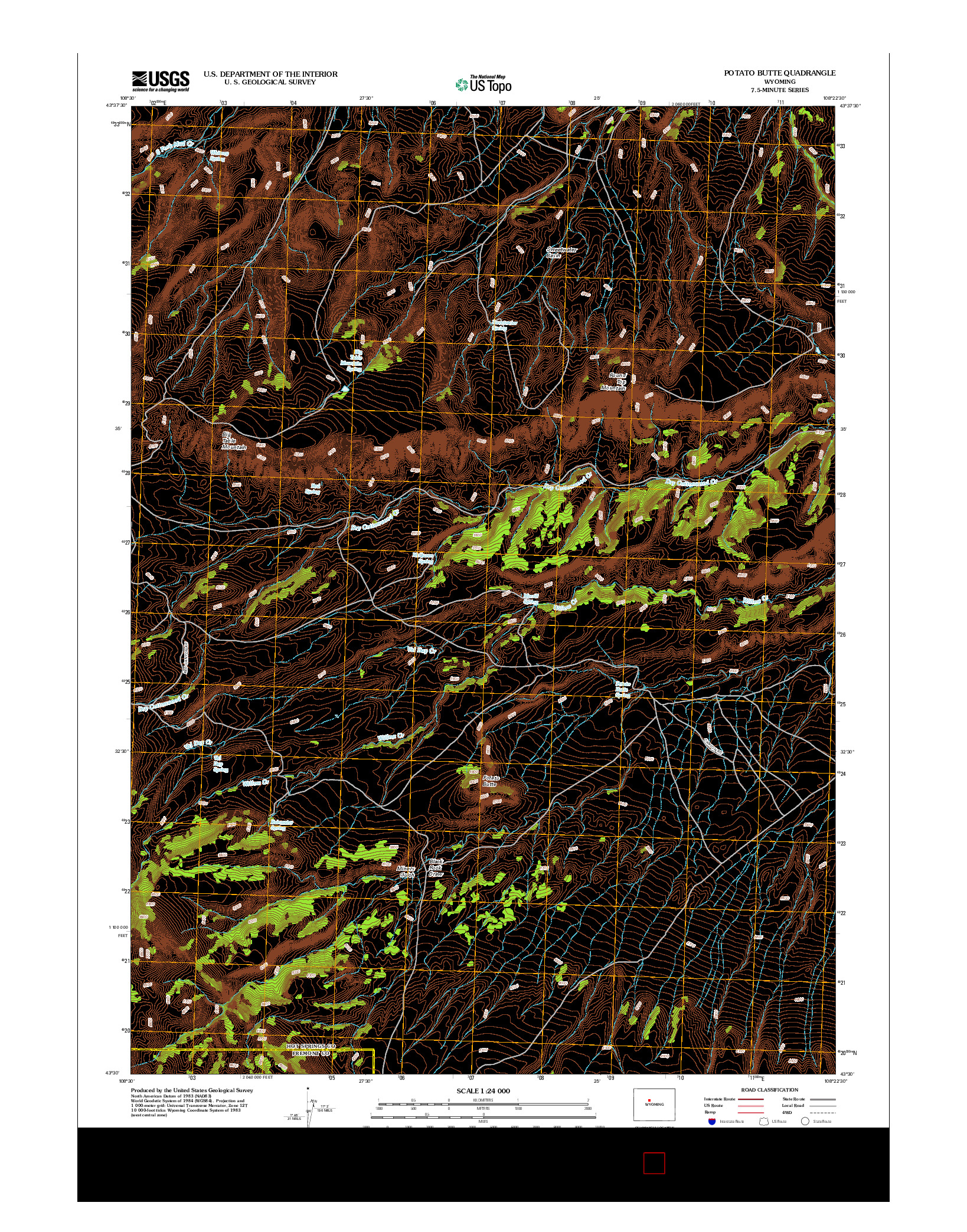 USGS US TOPO 7.5-MINUTE MAP FOR POTATO BUTTE, WY 2012