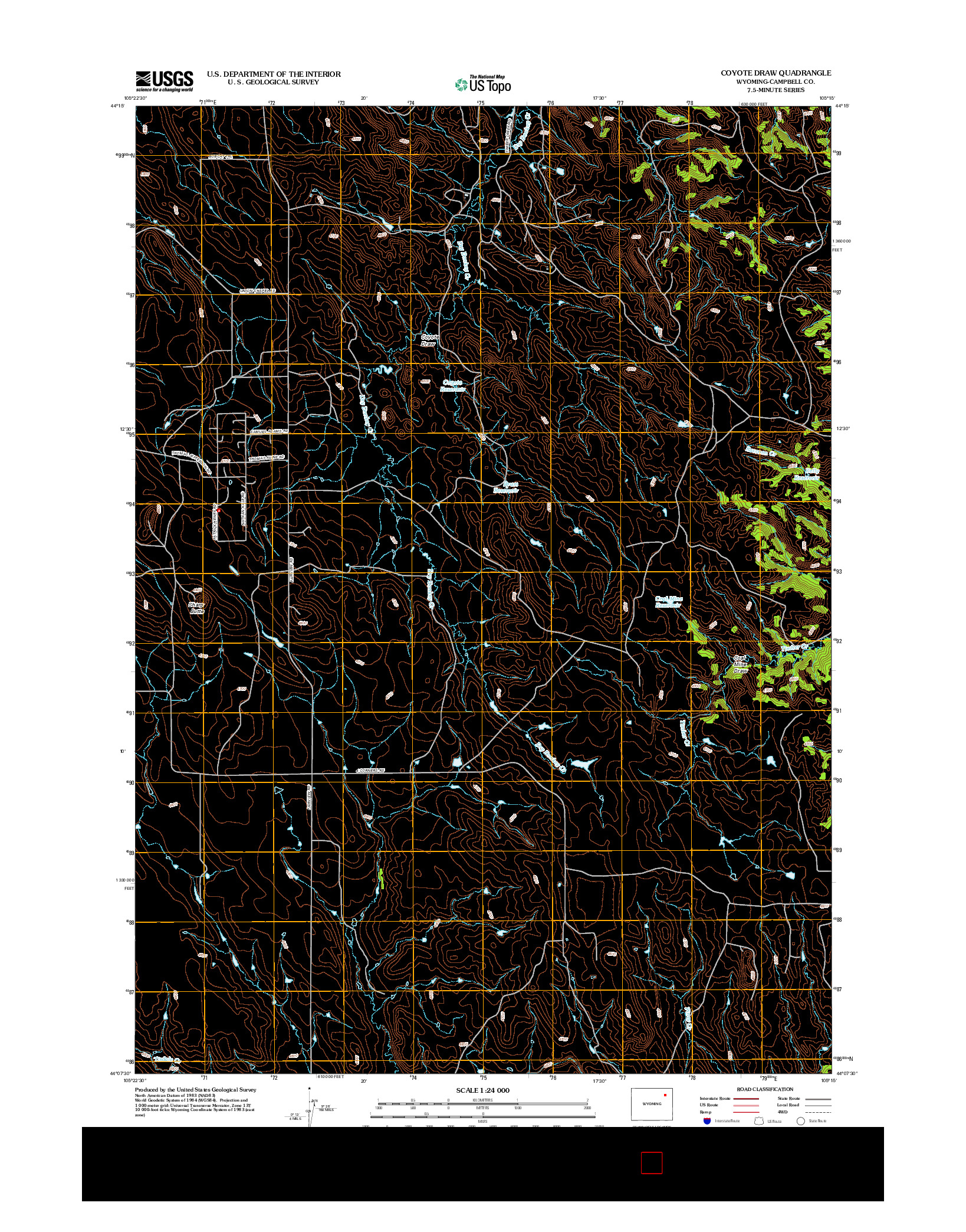 USGS US TOPO 7.5-MINUTE MAP FOR COYOTE DRAW, WY 2012