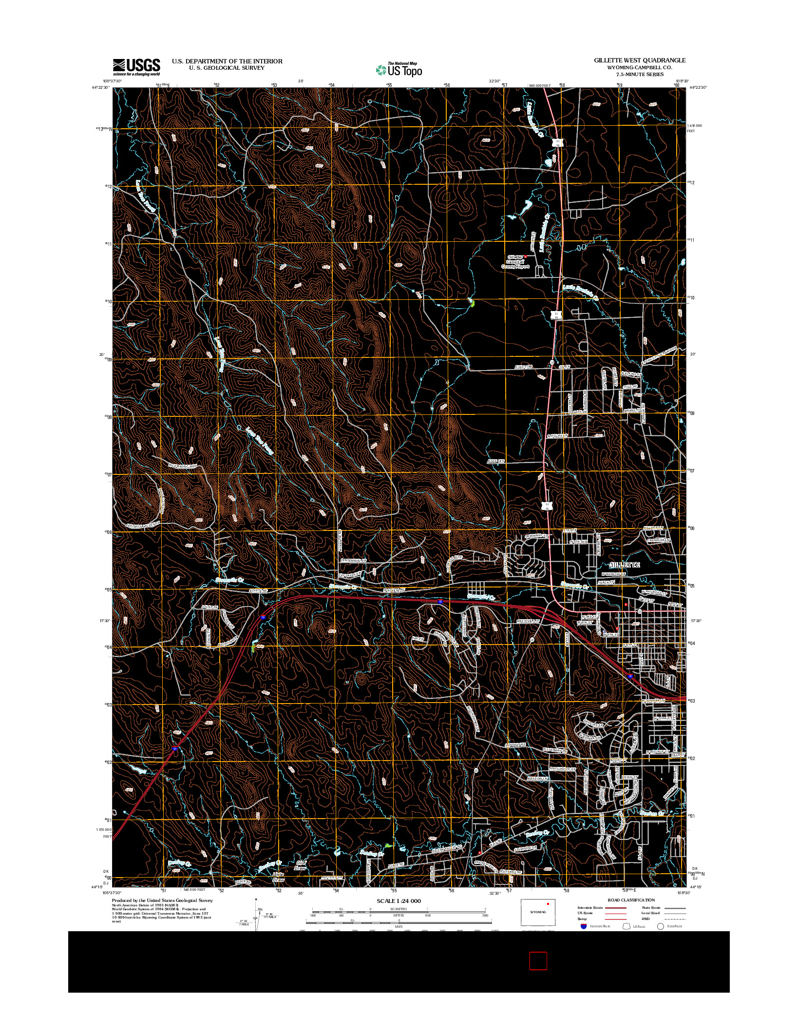USGS US TOPO 7.5-MINUTE MAP FOR GILLETTE WEST, WY 2012