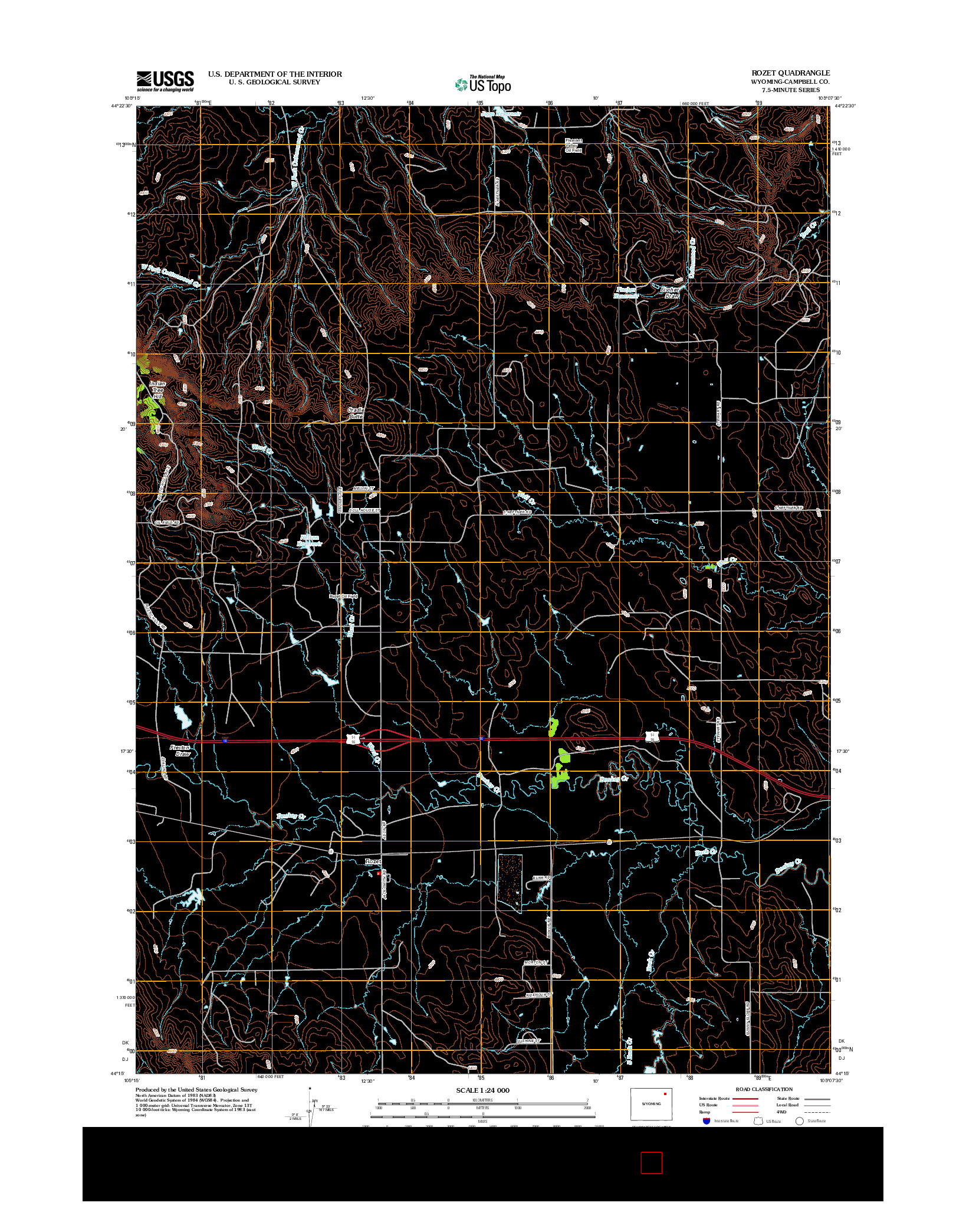 USGS US TOPO 7.5-MINUTE MAP FOR ROZET, WY 2012