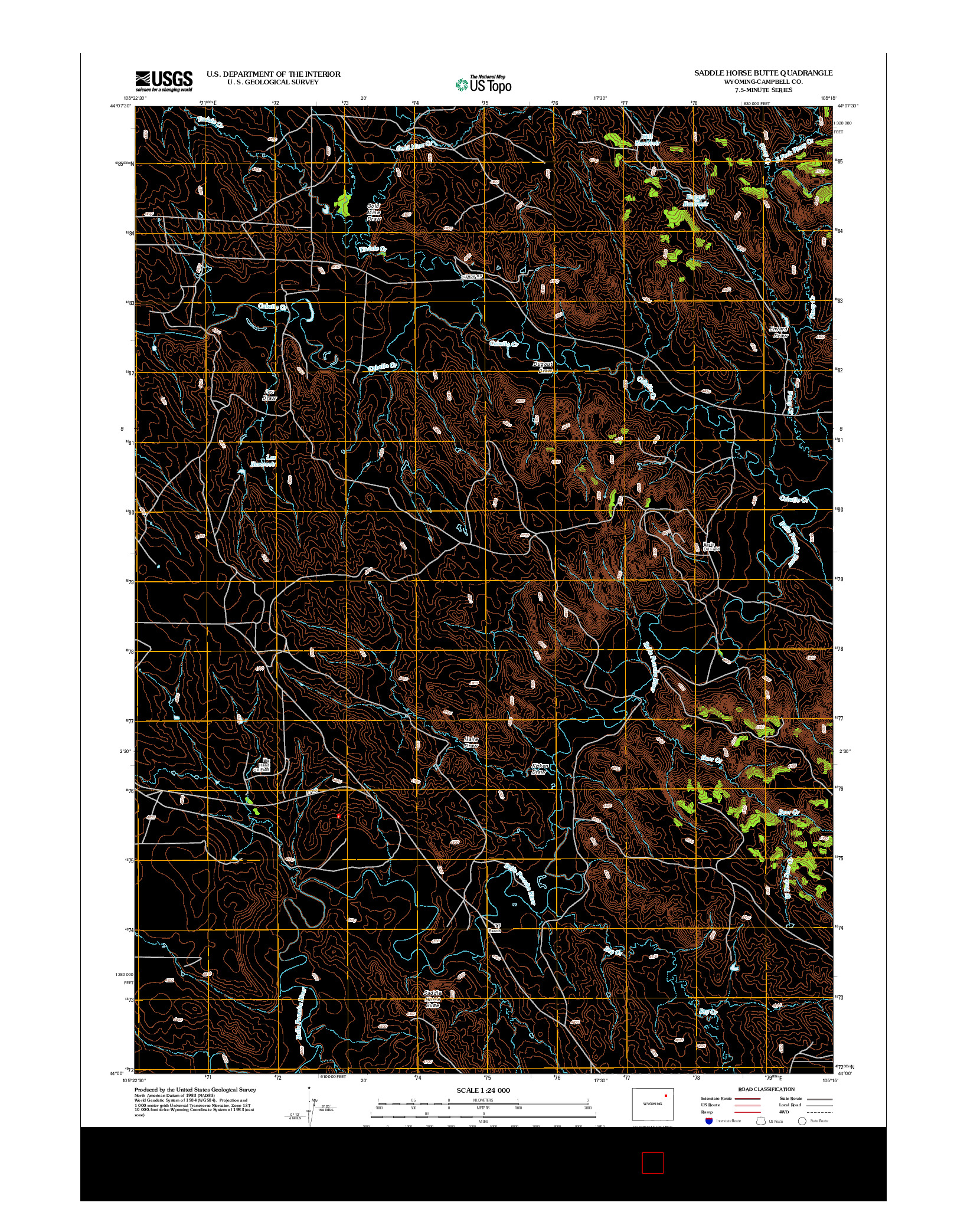 USGS US TOPO 7.5-MINUTE MAP FOR SADDLE HORSE BUTTE, WY 2012