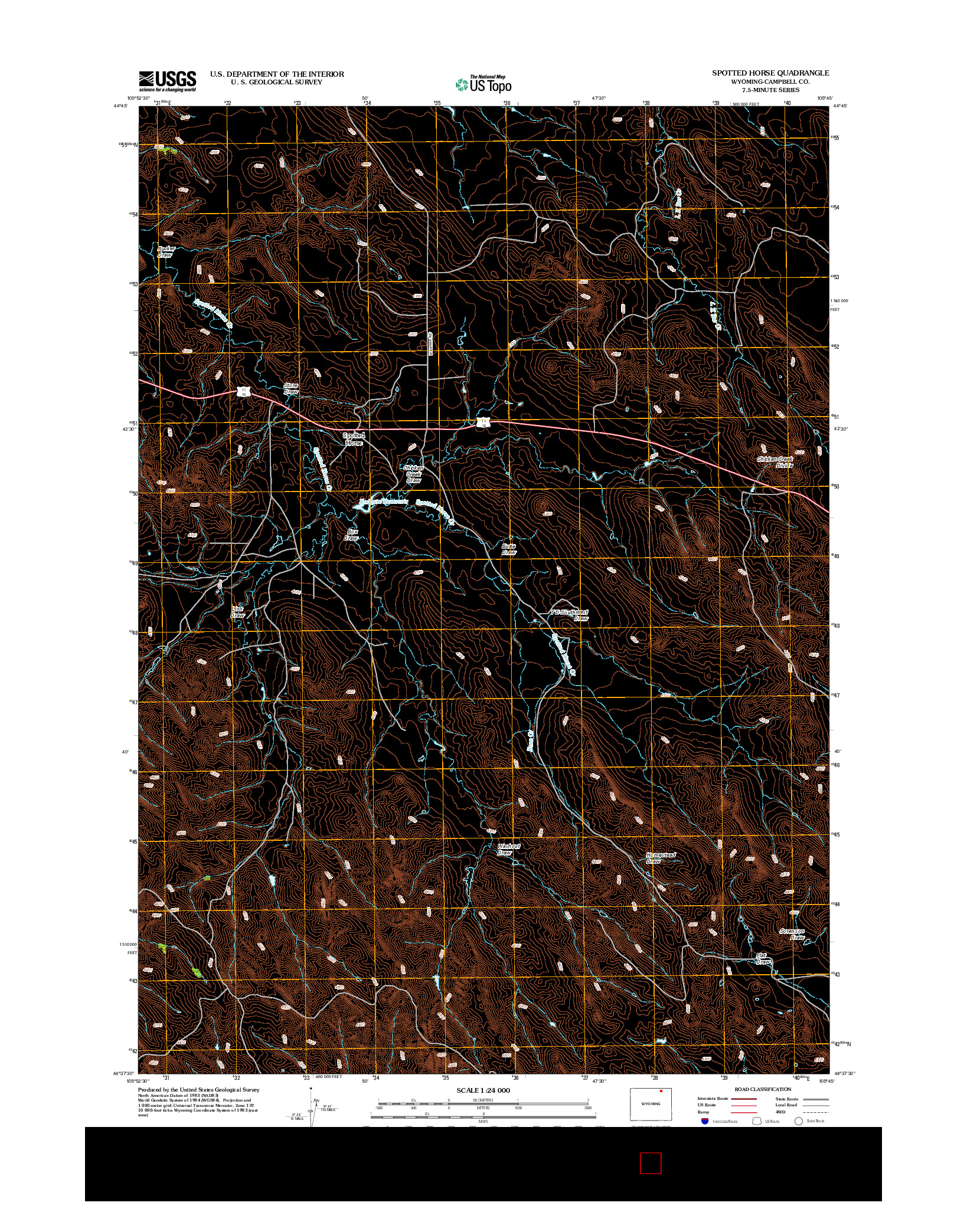 USGS US TOPO 7.5-MINUTE MAP FOR SPOTTED HORSE, WY 2012