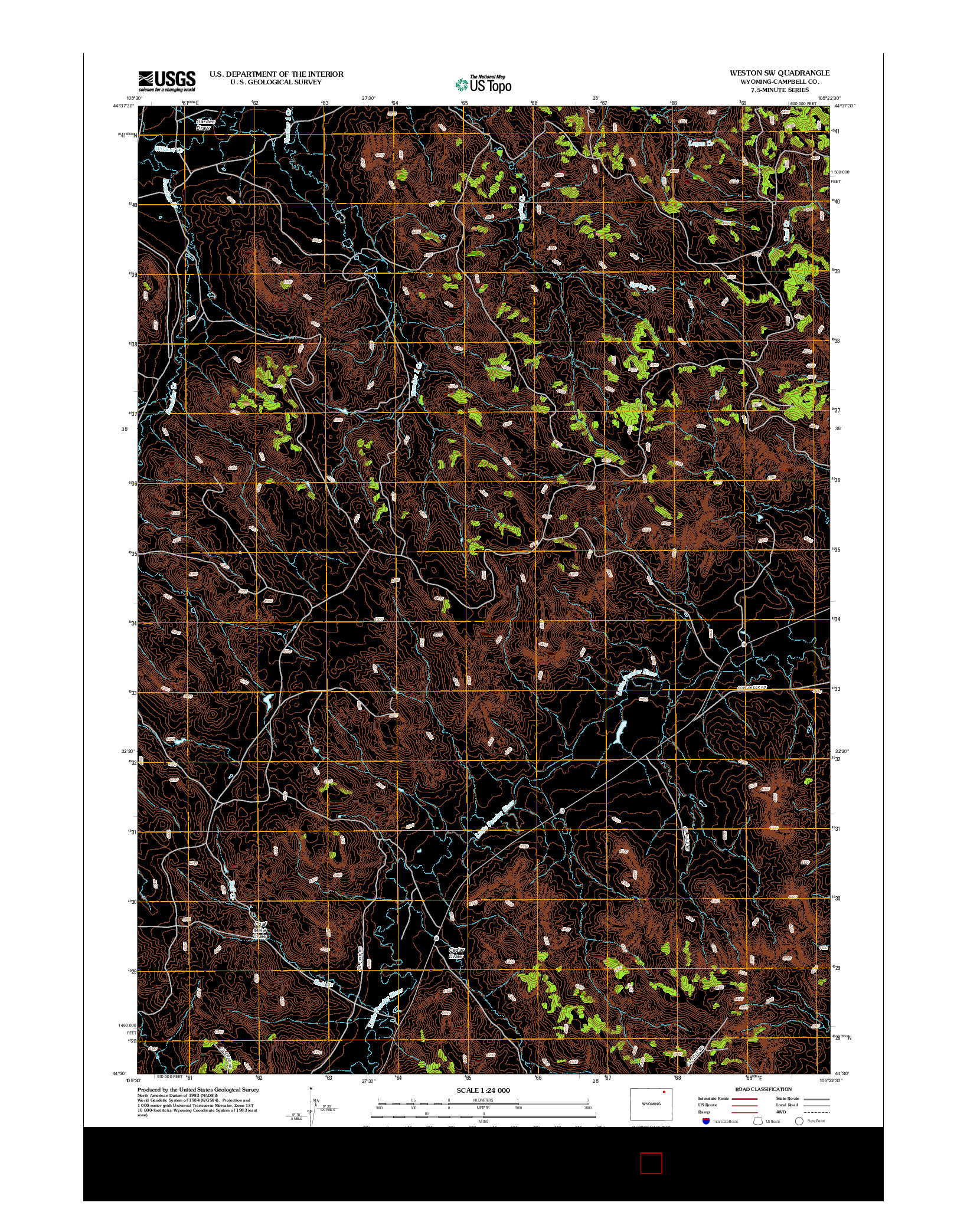 USGS US TOPO 7.5-MINUTE MAP FOR WESTON SW, WY 2012