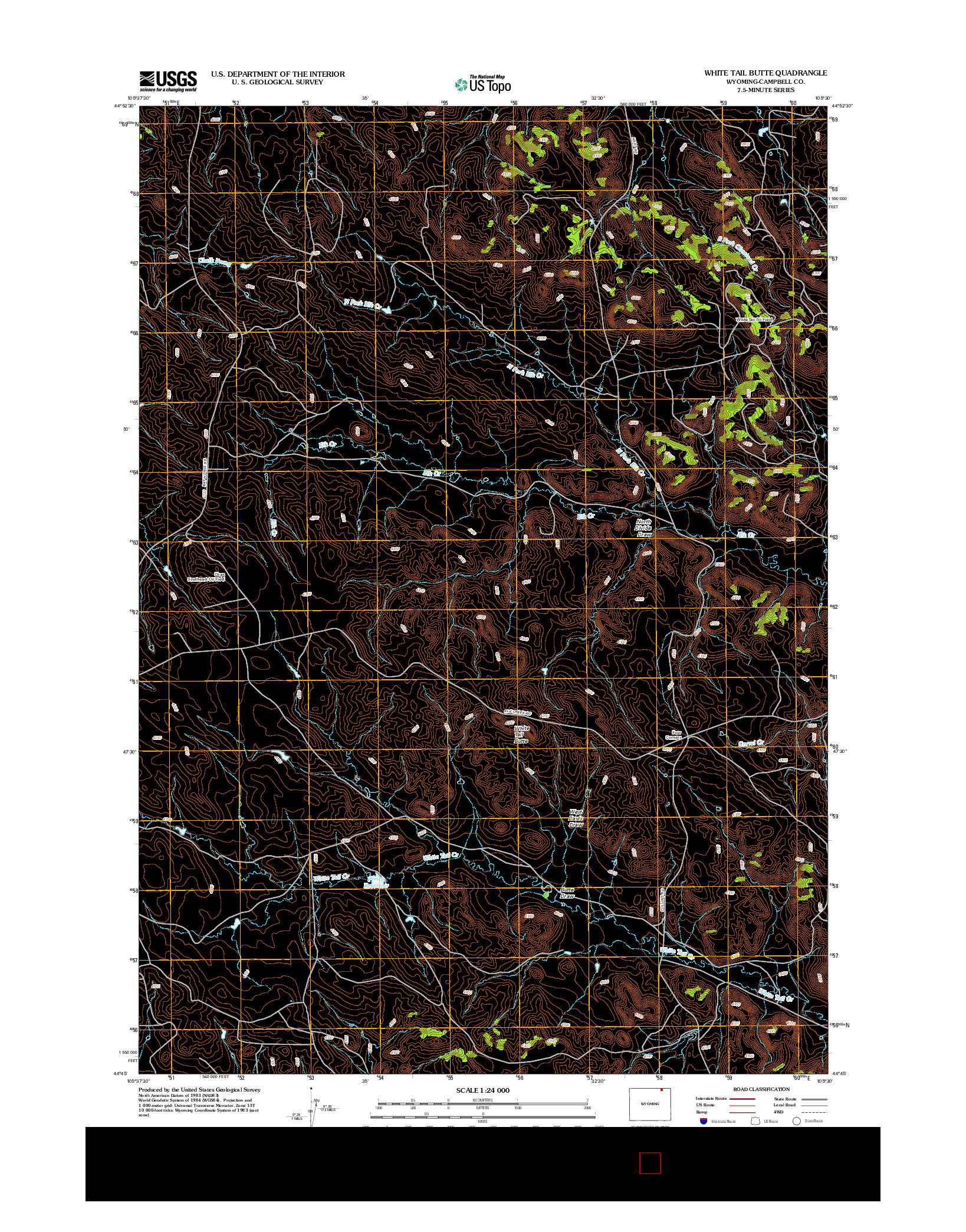 USGS US TOPO 7.5-MINUTE MAP FOR WHITE TAIL BUTTE, WY 2012