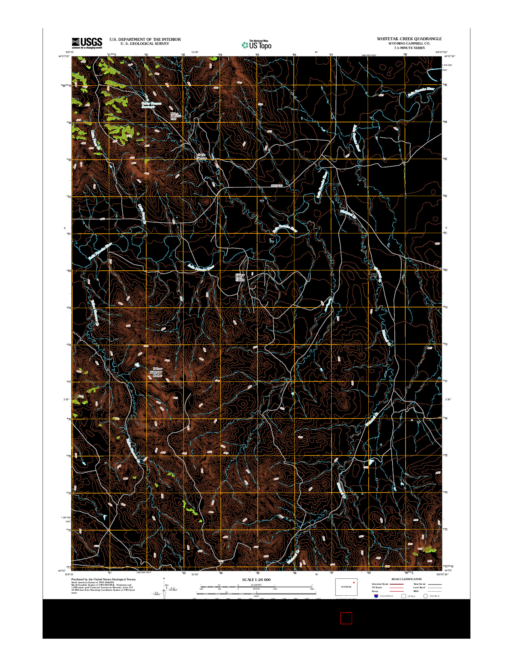 USGS US TOPO 7.5-MINUTE MAP FOR WHITETAIL CREEK, WY 2012