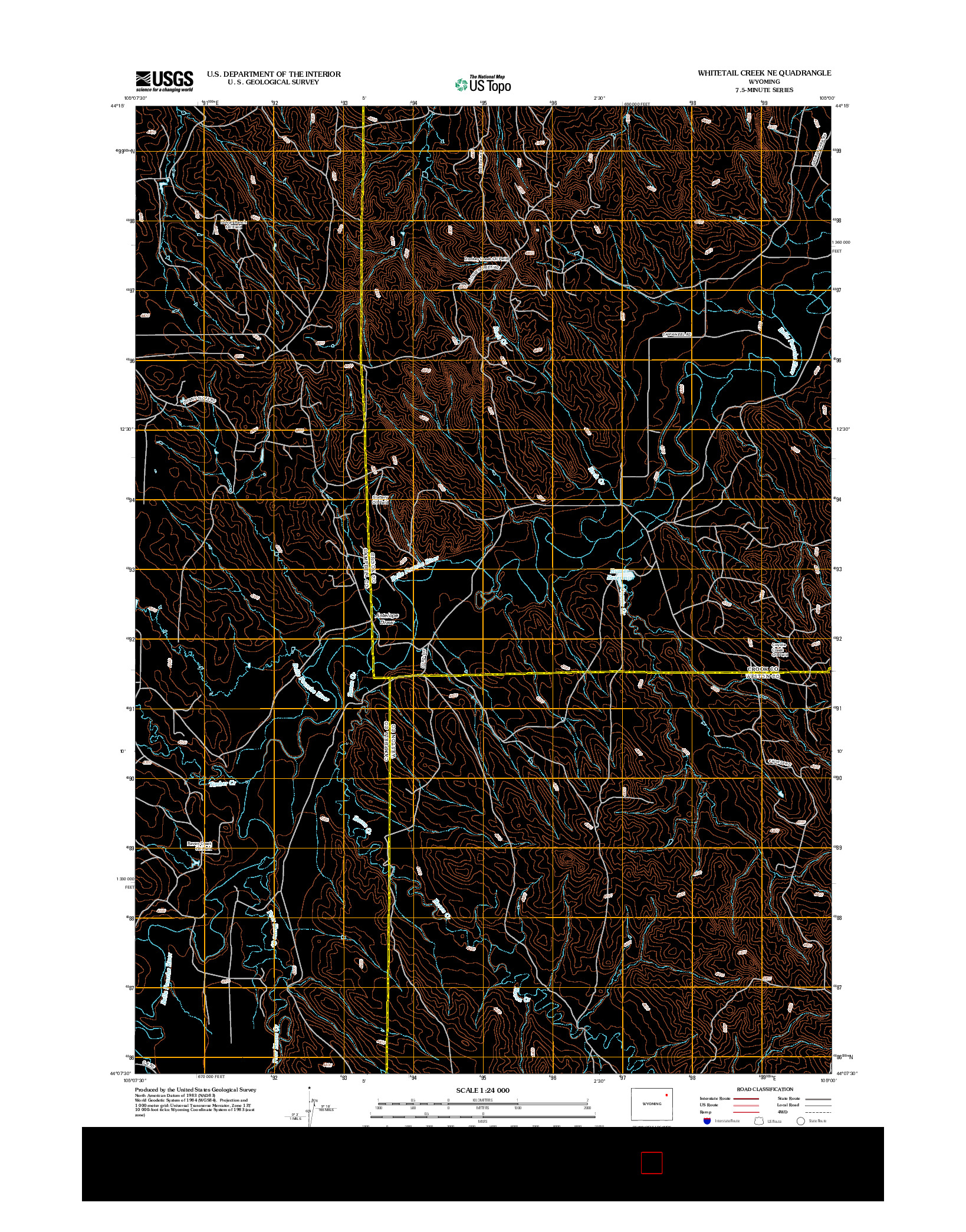 USGS US TOPO 7.5-MINUTE MAP FOR WHITETAIL CREEK NE, WY 2012