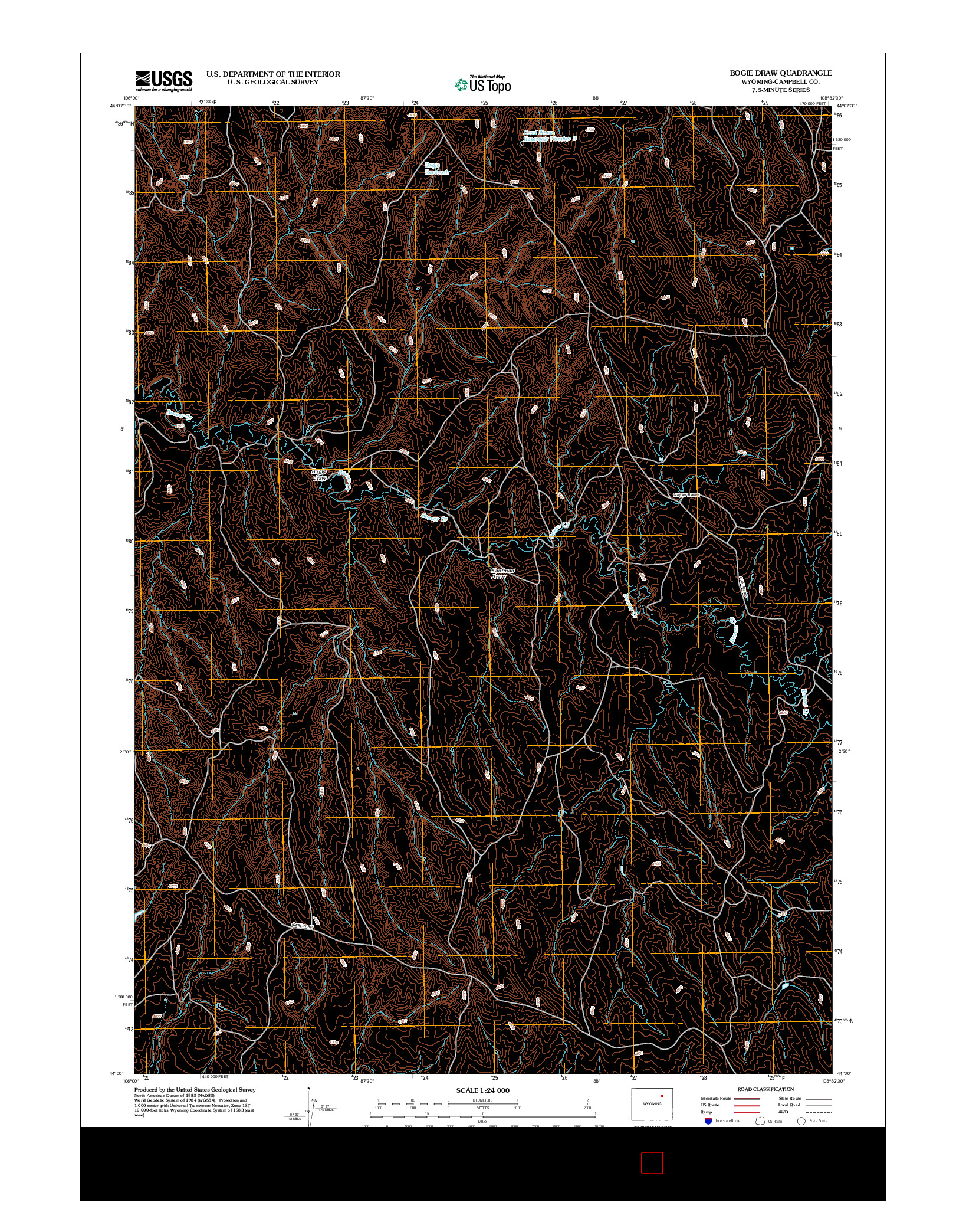 USGS US TOPO 7.5-MINUTE MAP FOR BOGIE DRAW, WY 2012