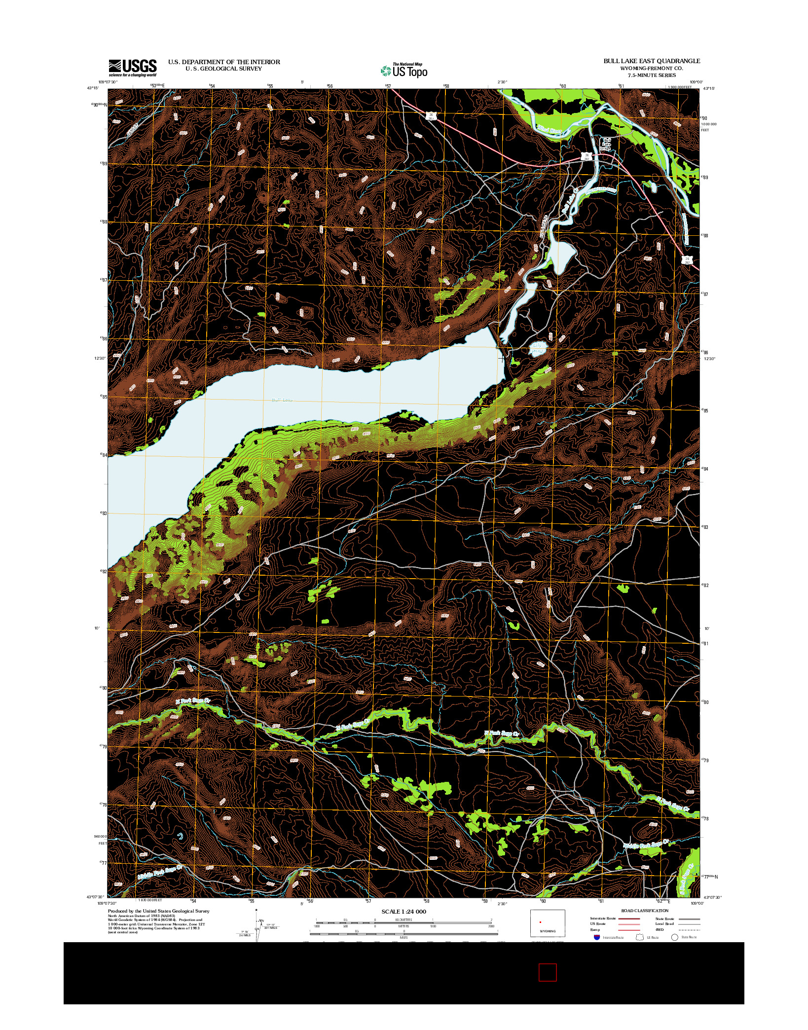 USGS US TOPO 7.5-MINUTE MAP FOR BULL LAKE EAST, WY 2012