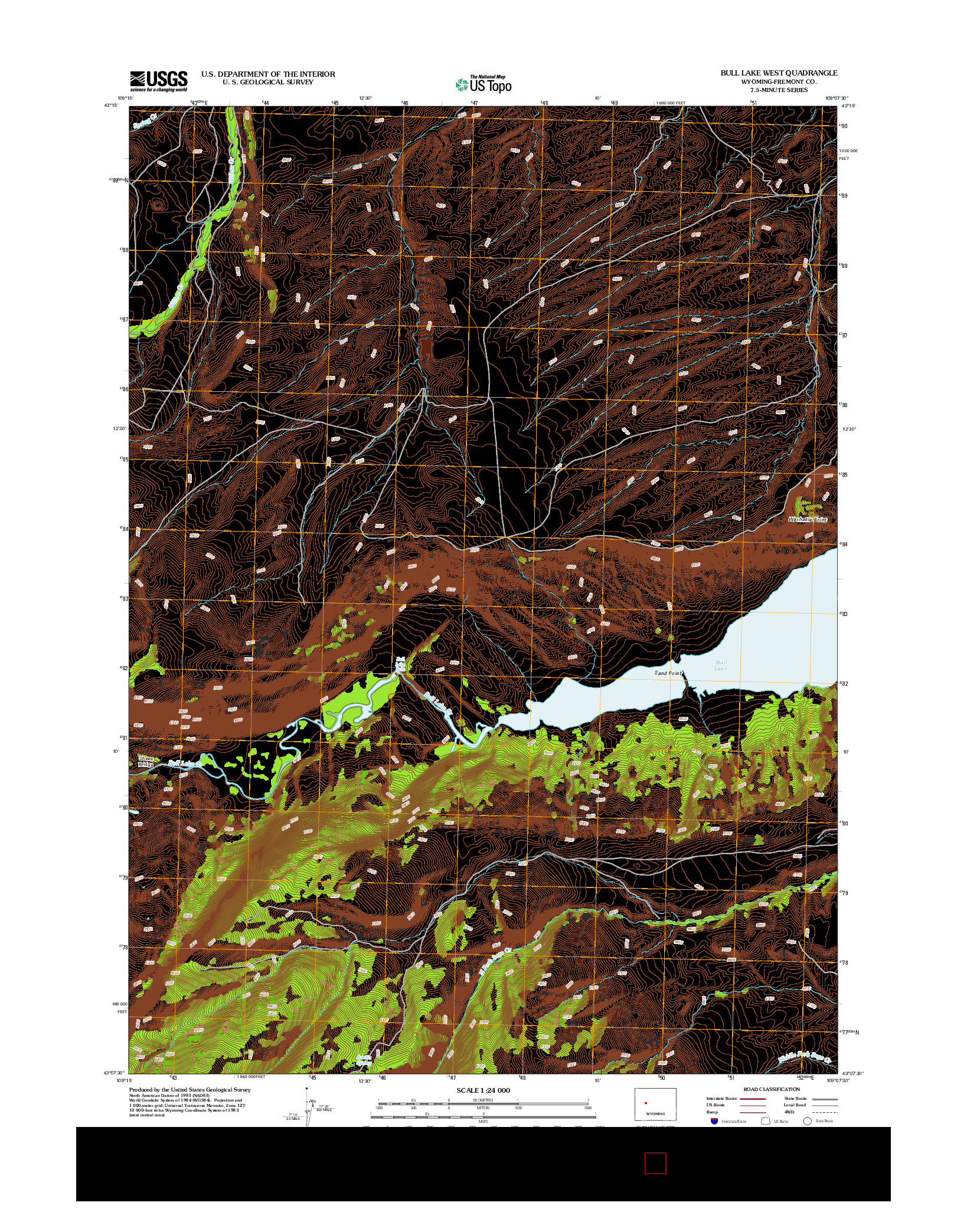 USGS US TOPO 7.5-MINUTE MAP FOR BULL LAKE WEST, WY 2012