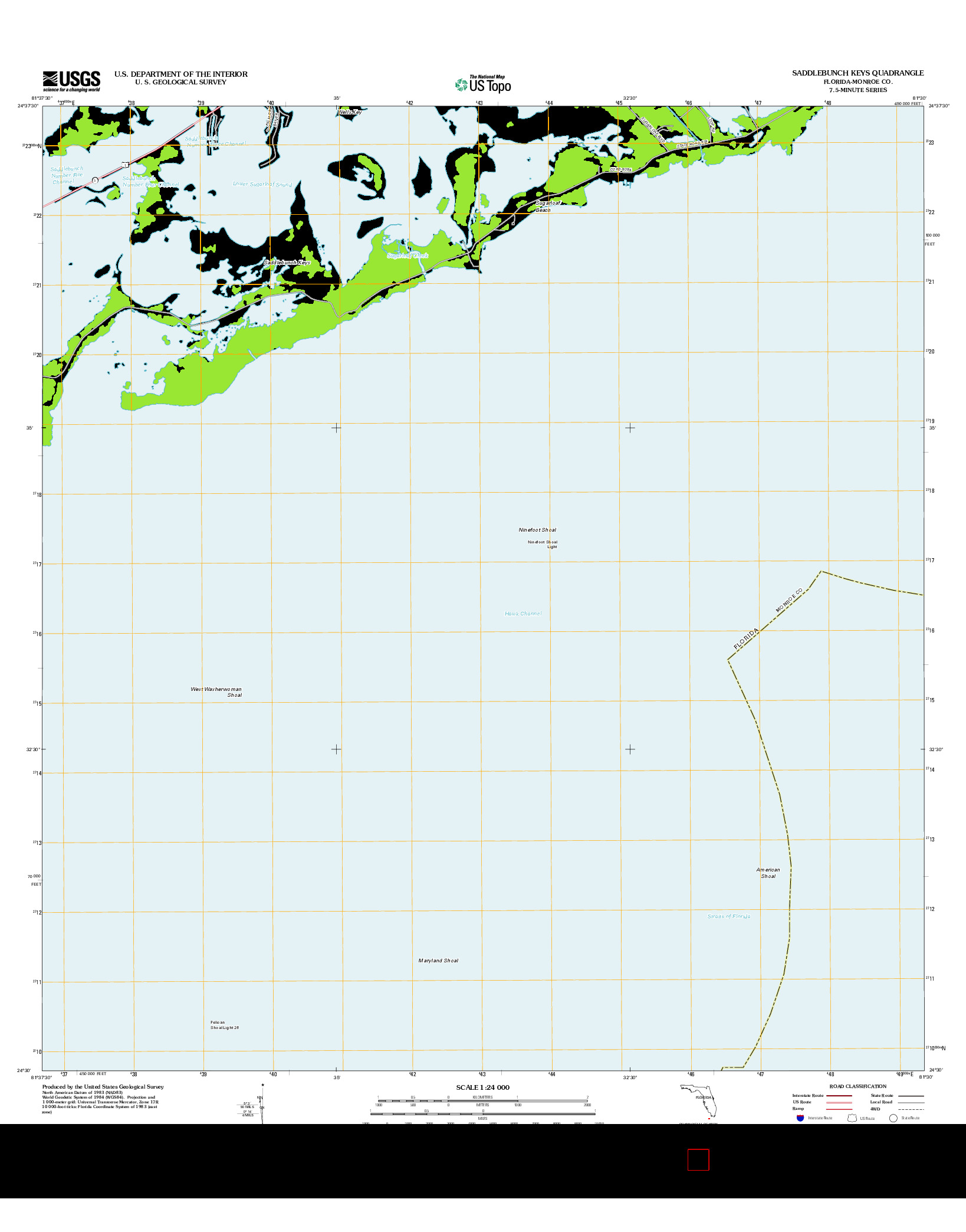 USGS US TOPO 7.5-MINUTE MAP FOR SADDLEBUNCH KEYS, FL 2012