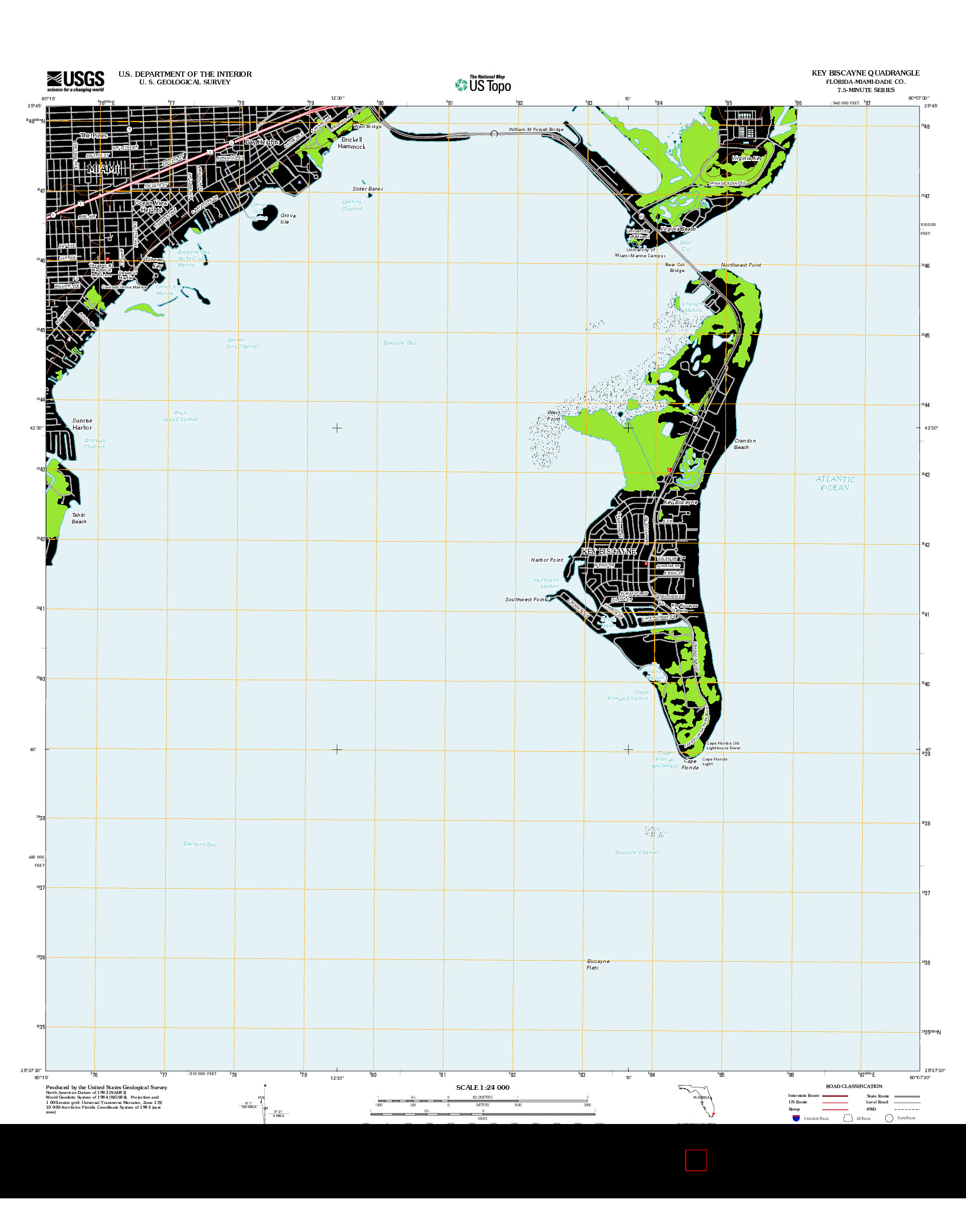 USGS US TOPO 7.5-MINUTE MAP FOR KEY BISCAYNE, FL 2012