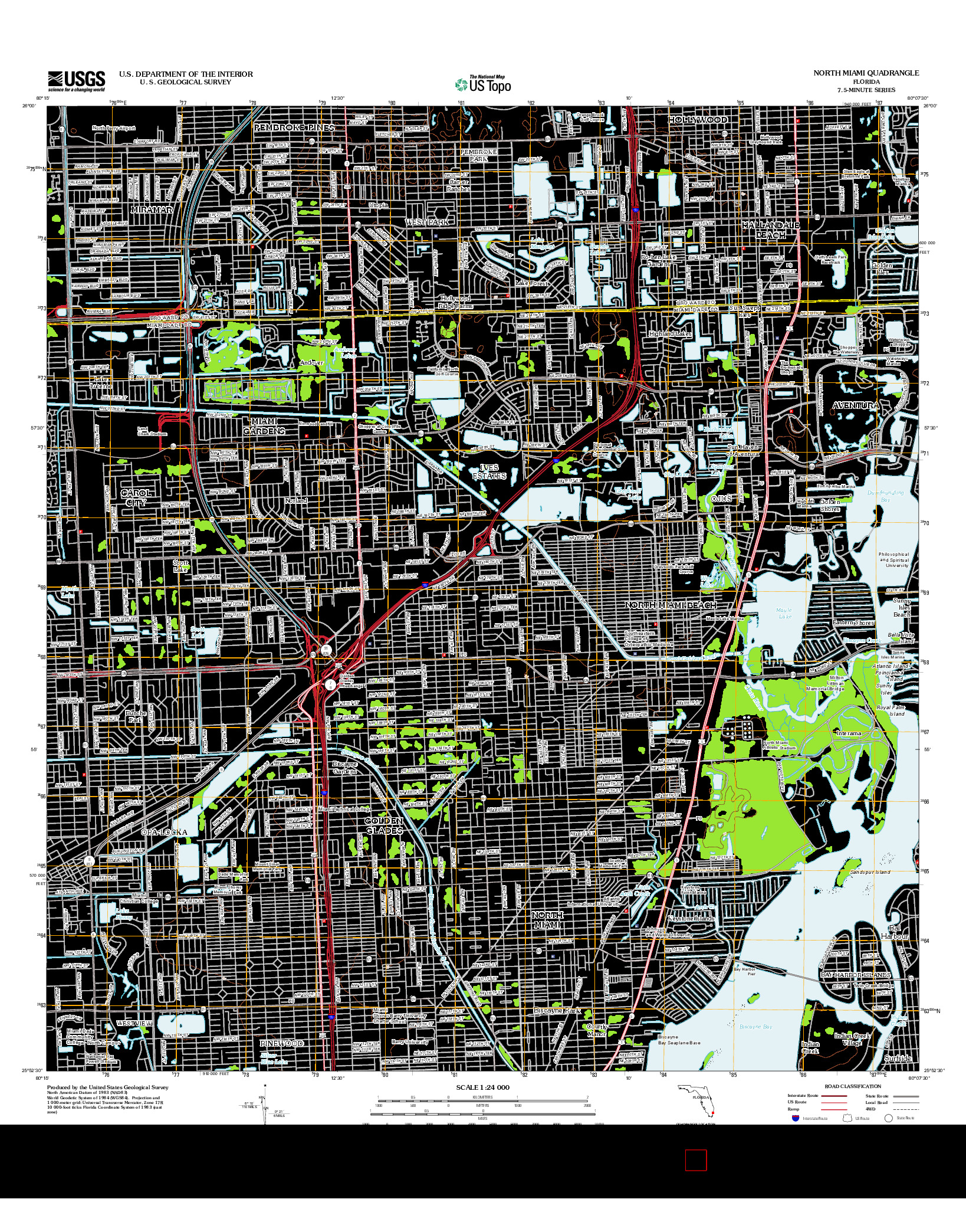 USGS US TOPO 7.5-MINUTE MAP FOR NORTH MIAMI, FL 2012