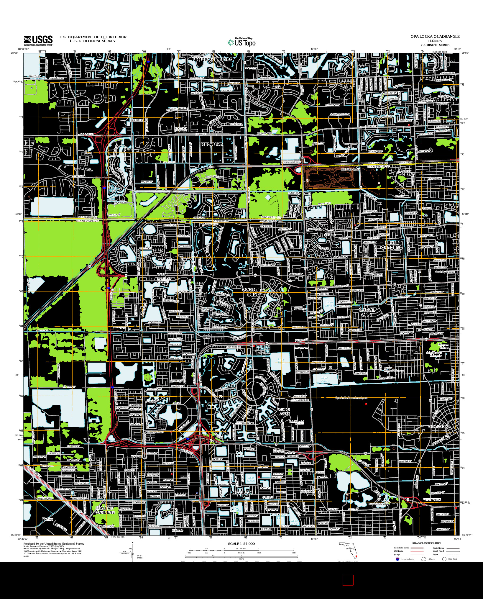 USGS US TOPO 7.5-MINUTE MAP FOR OPA-LOCKA, FL 2012