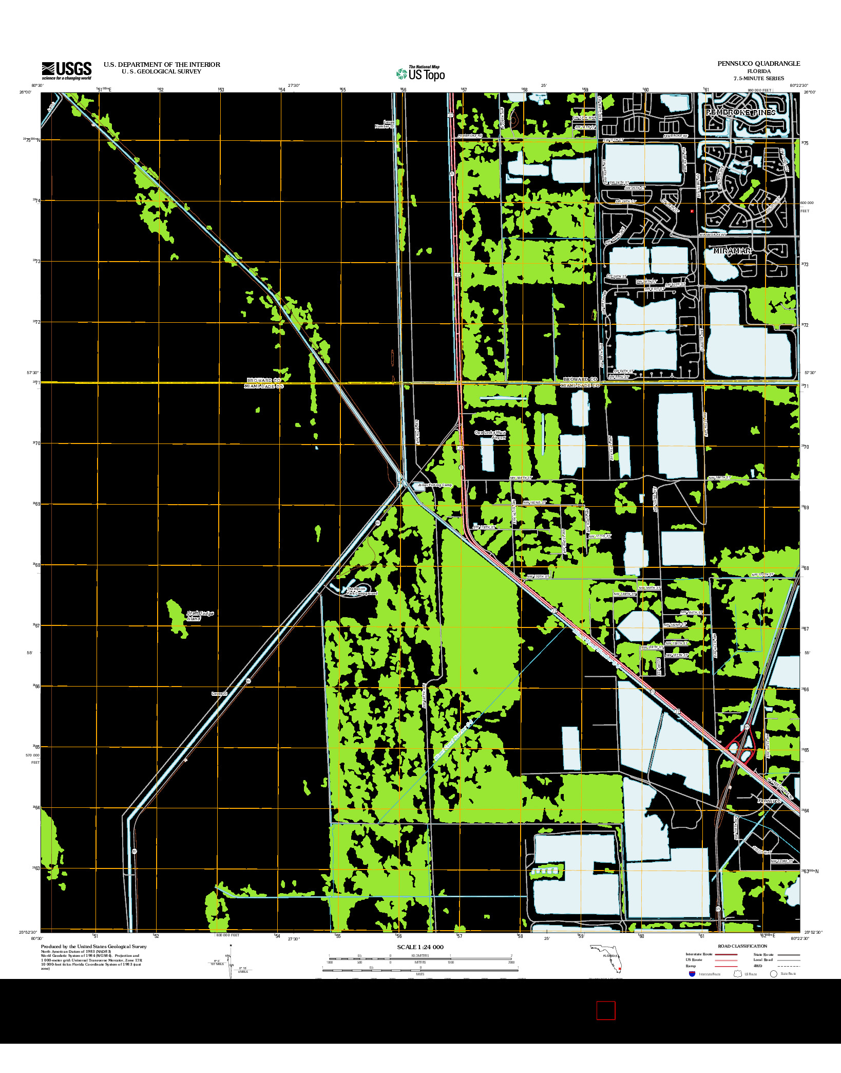 USGS US TOPO 7.5-MINUTE MAP FOR PENNSUCO, FL 2012