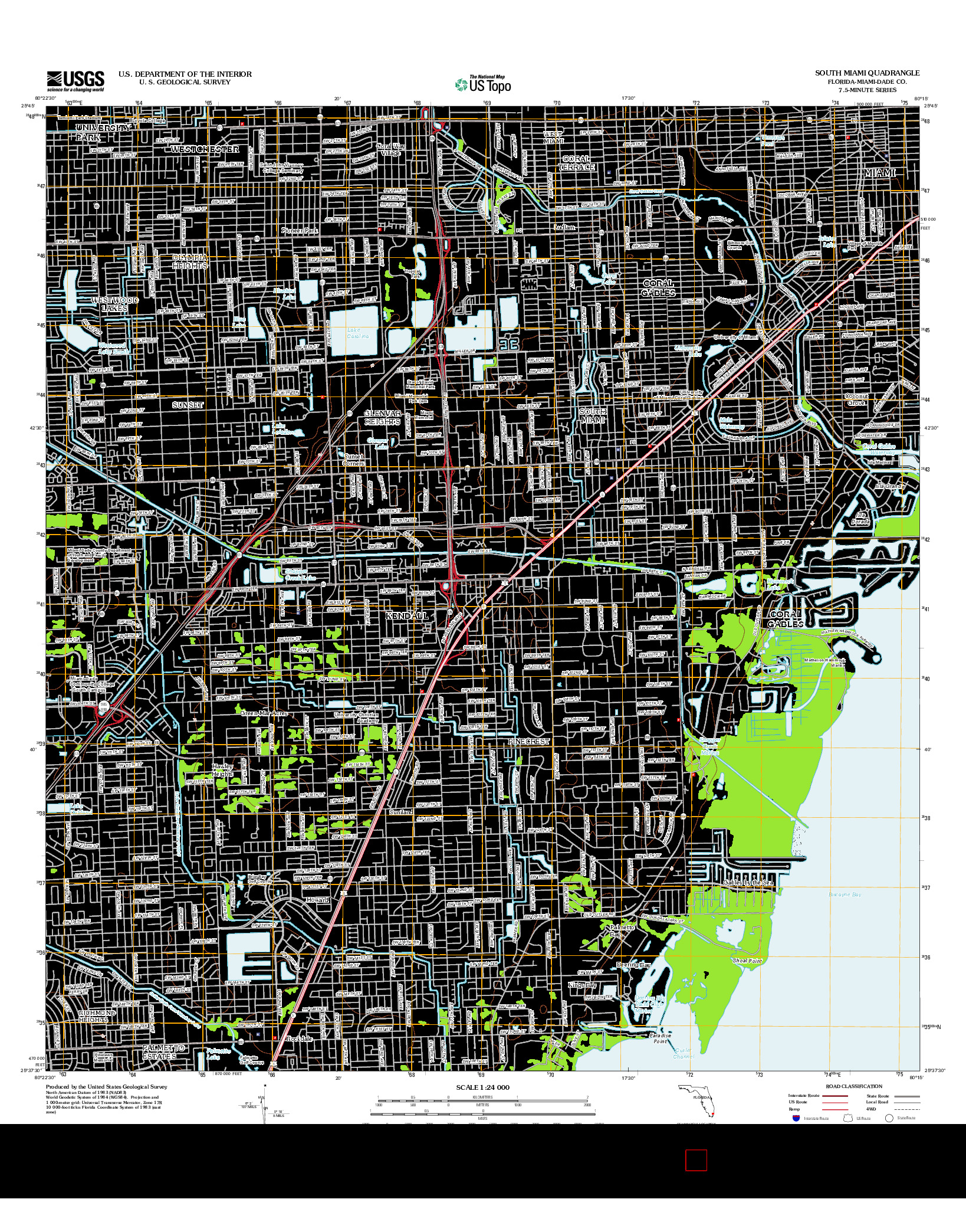 USGS US TOPO 7.5-MINUTE MAP FOR SOUTH MIAMI, FL 2012