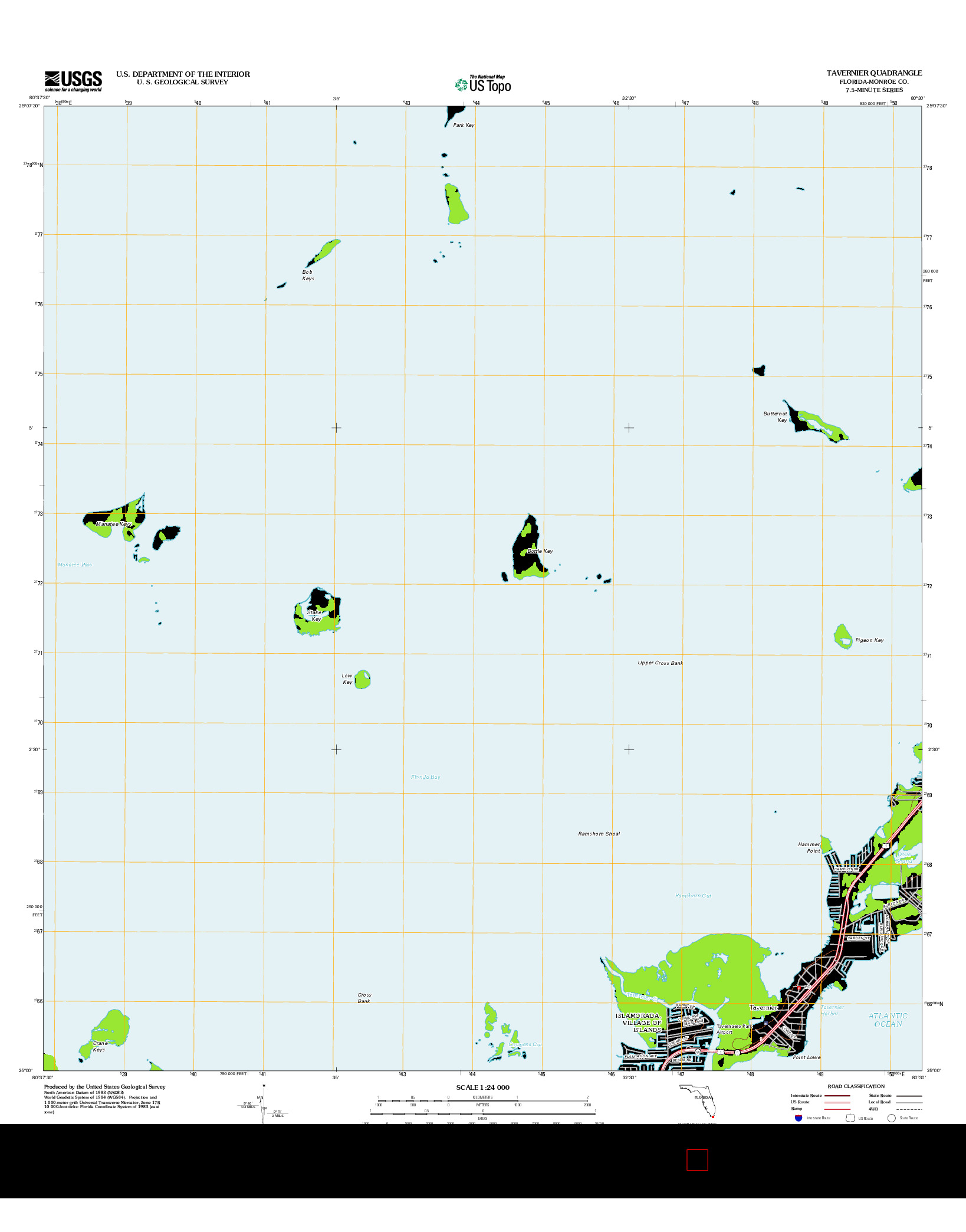 USGS US TOPO 7.5-MINUTE MAP FOR TAVERNIER, FL 2012