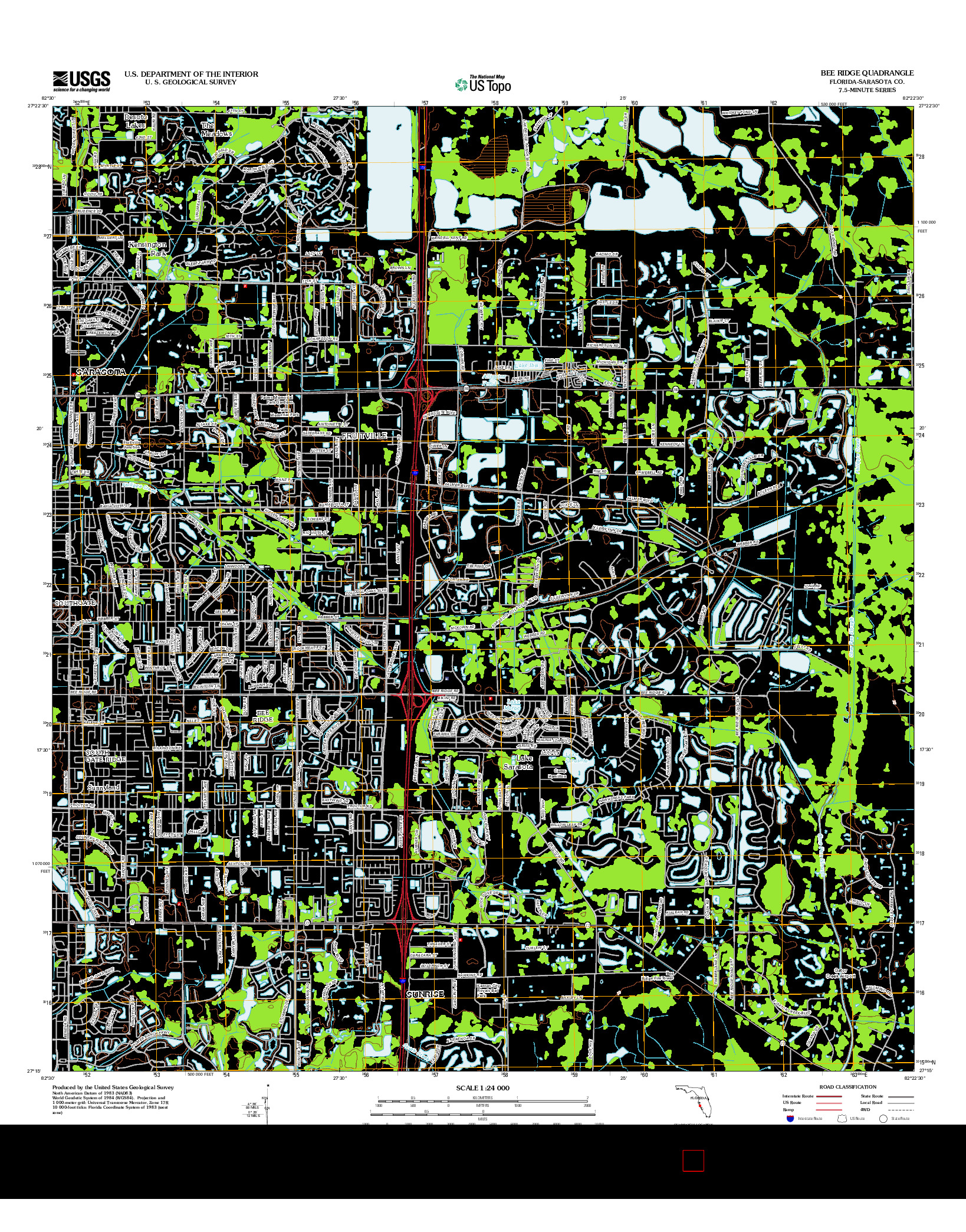 USGS US TOPO 7.5-MINUTE MAP FOR BEE RIDGE, FL 2012