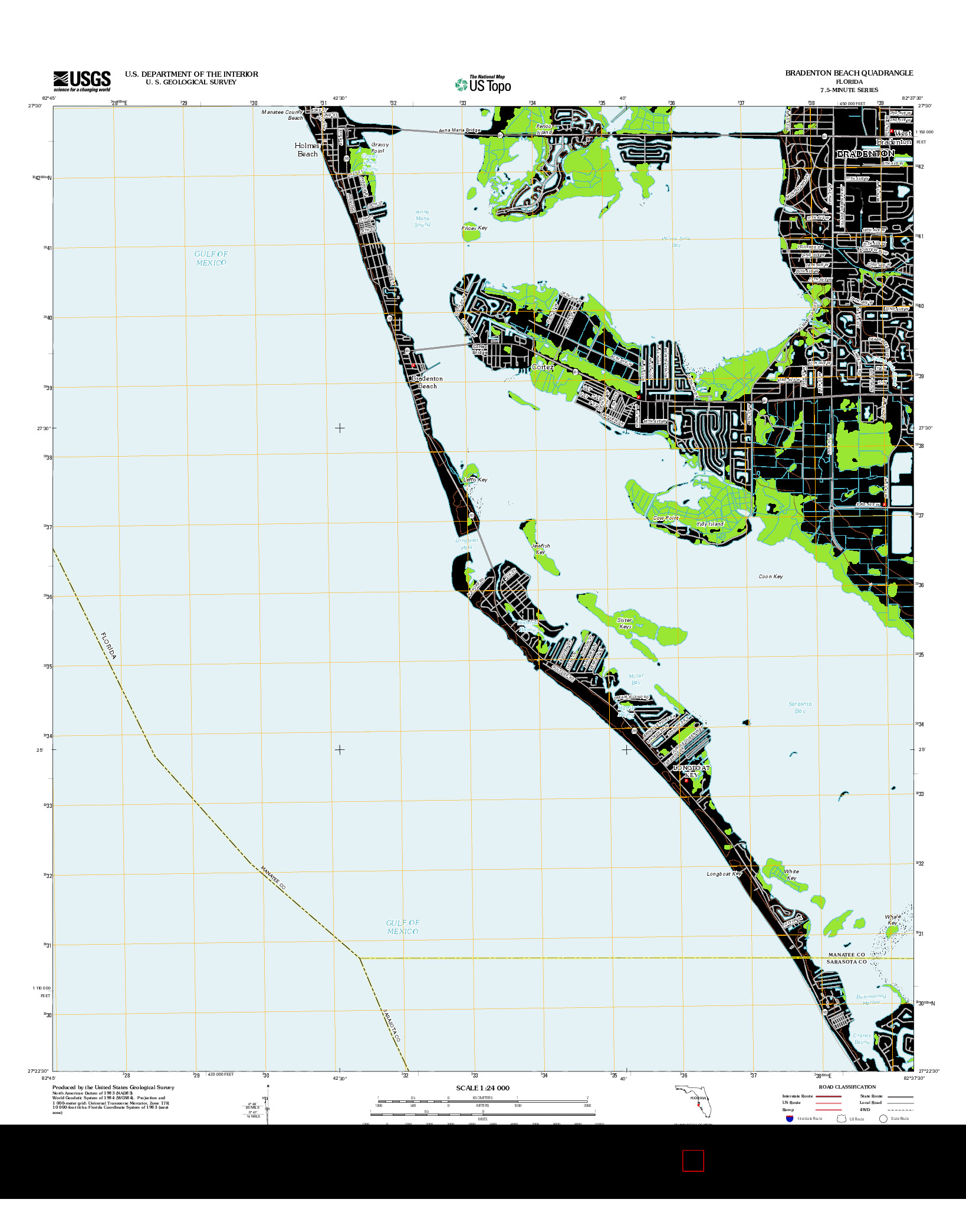 USGS US TOPO 7.5-MINUTE MAP FOR BRADENTON BEACH, FL 2012