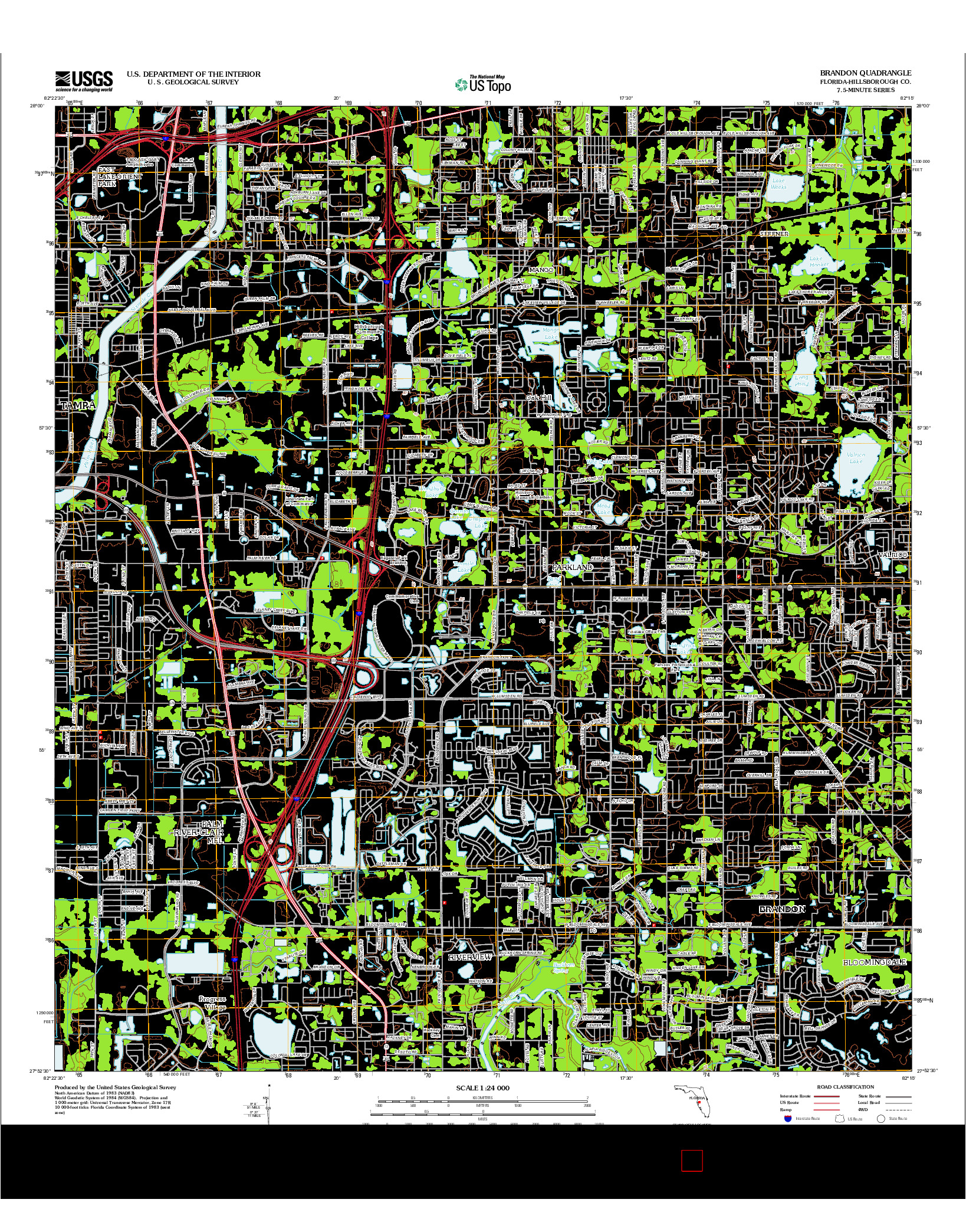 USGS US TOPO 7.5-MINUTE MAP FOR BRANDON, FL 2012