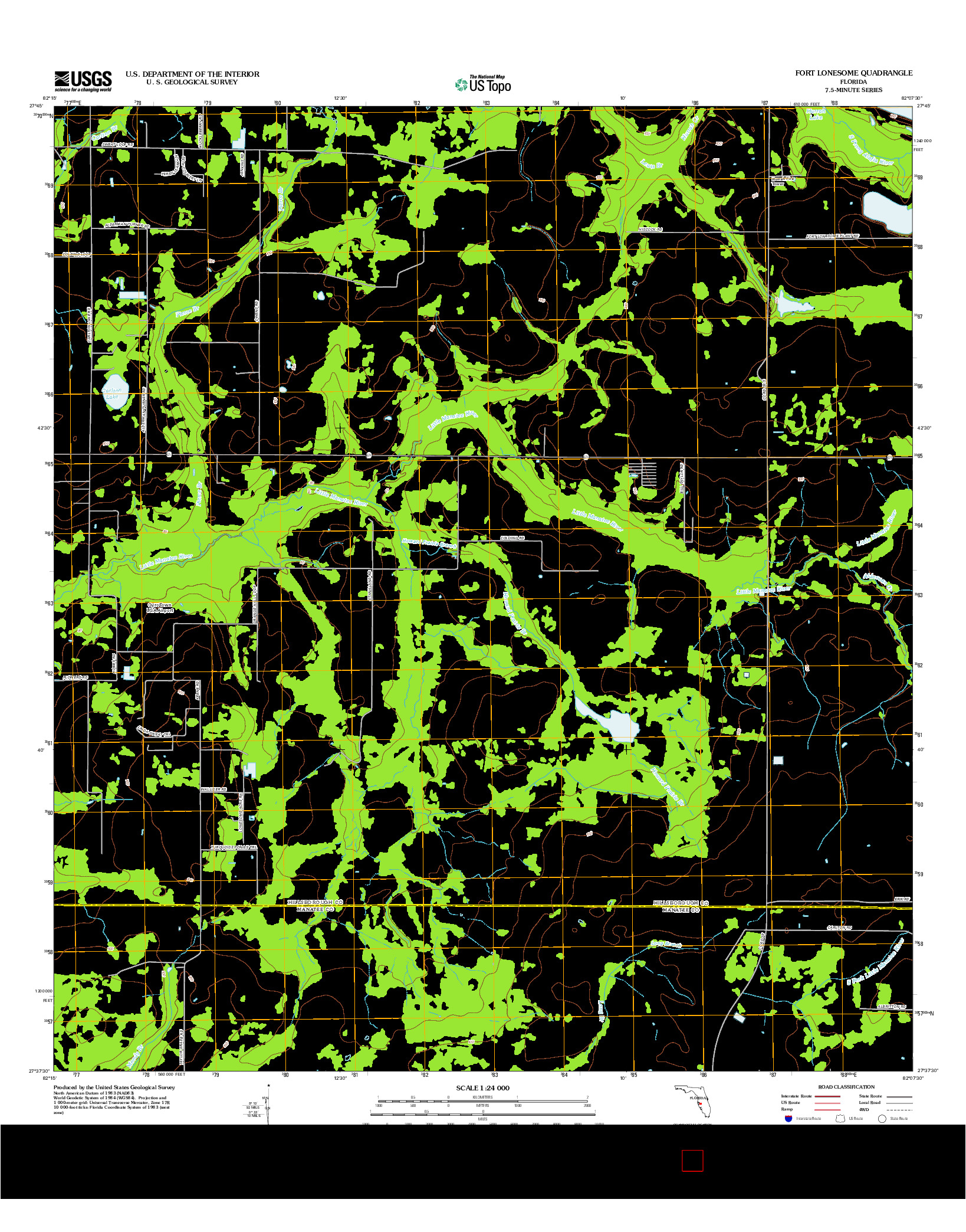 USGS US TOPO 7.5-MINUTE MAP FOR FORT LONESOME, FL 2012