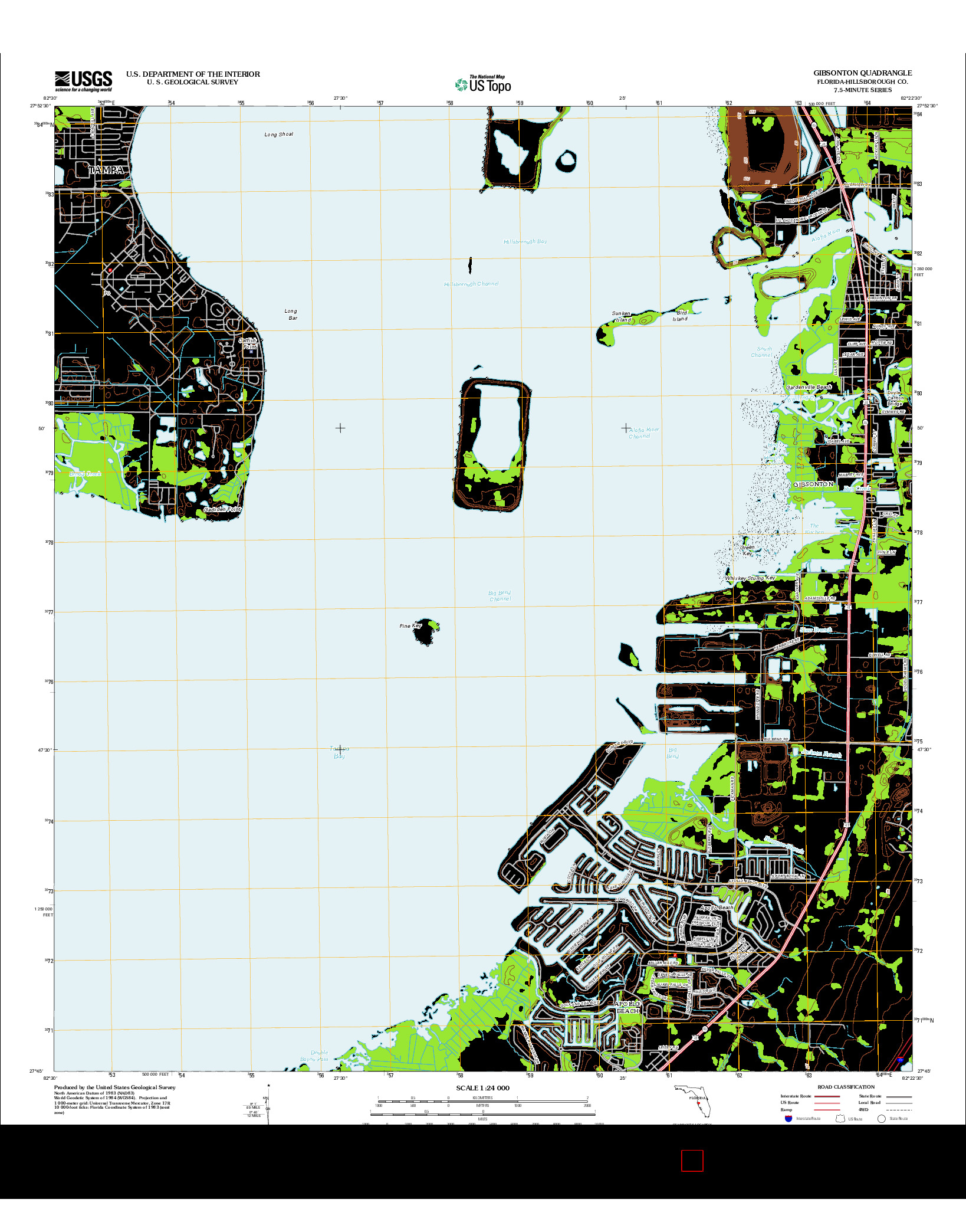 USGS US TOPO 7.5-MINUTE MAP FOR GIBSONTON, FL 2012