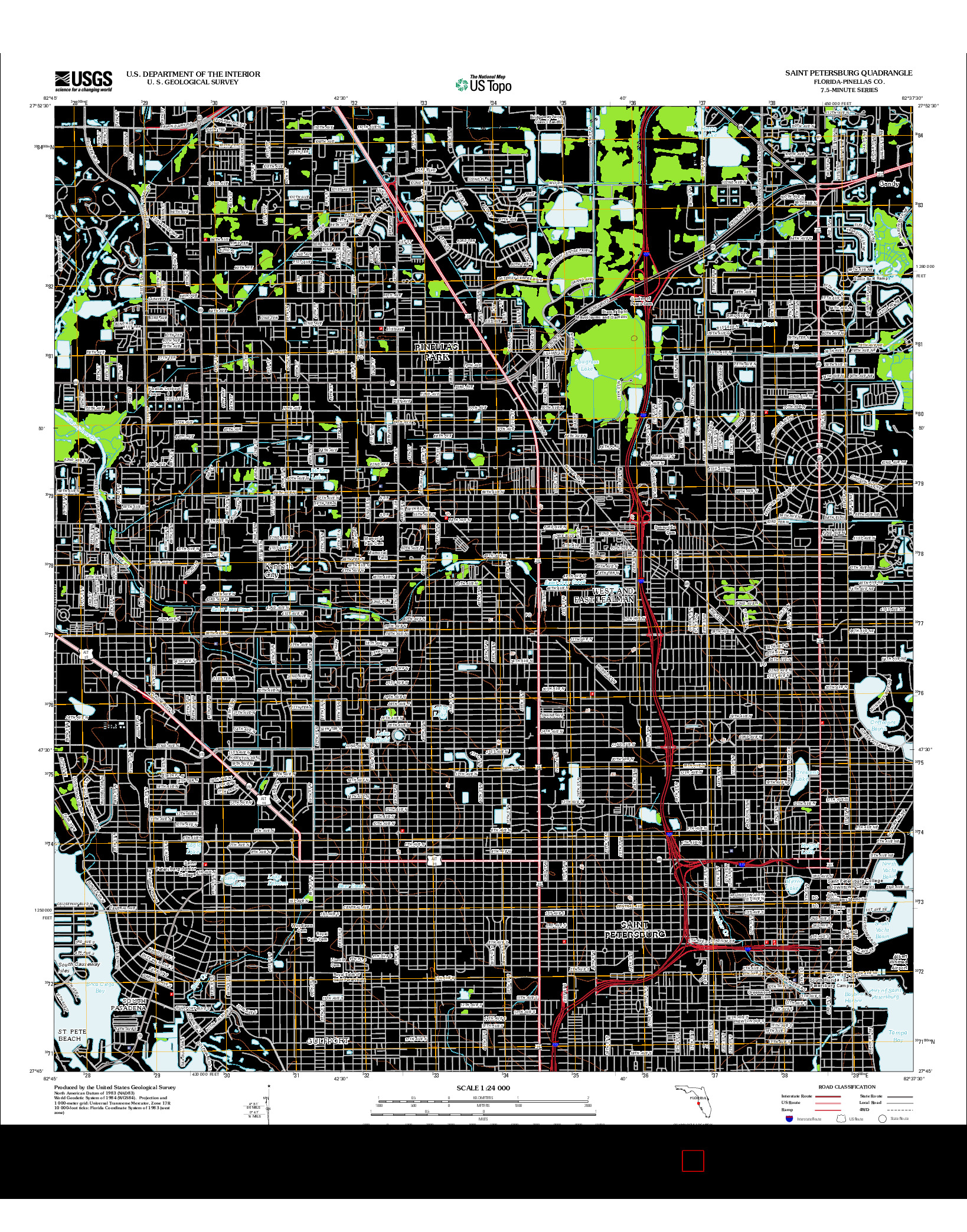 USGS US TOPO 7.5-MINUTE MAP FOR SAINT PETERSBURG, FL 2012