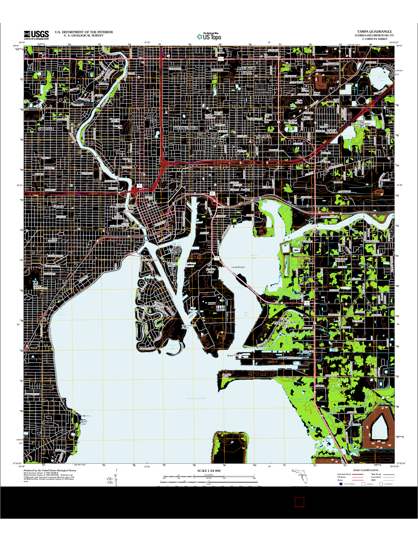 USGS US TOPO 7.5-MINUTE MAP FOR TAMPA, FL 2012