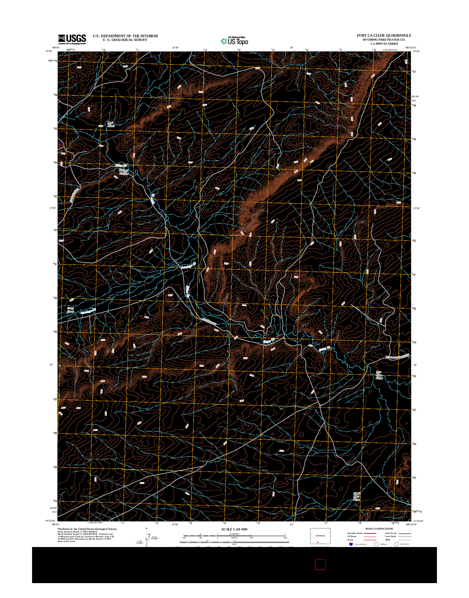 USGS US TOPO 7.5-MINUTE MAP FOR FORT LA CLEDE, WY 2012