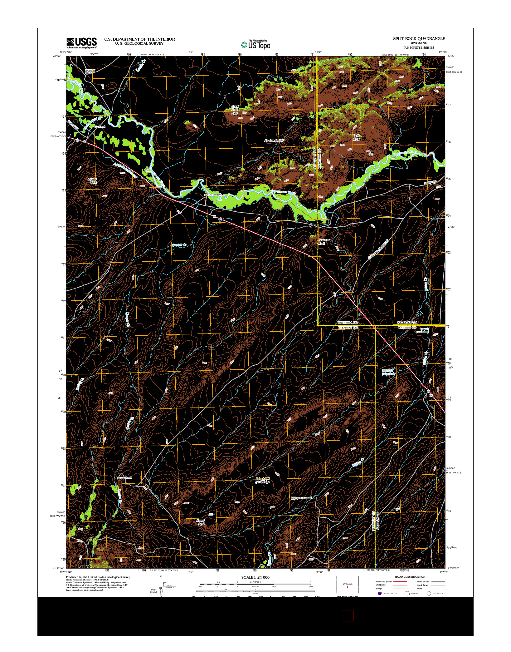 USGS US TOPO 7.5-MINUTE MAP FOR SPLIT ROCK, WY 2012