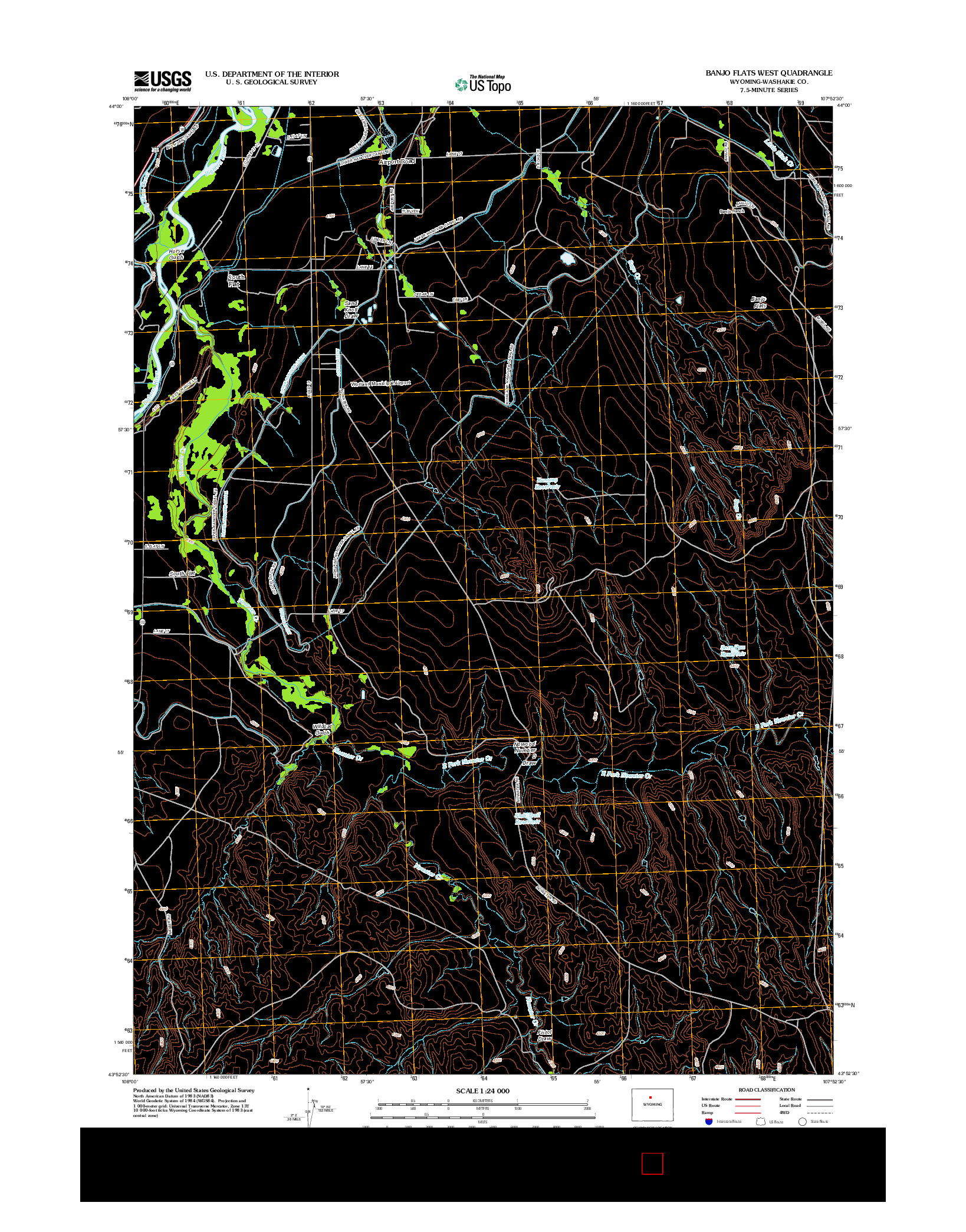 USGS US TOPO 7.5-MINUTE MAP FOR BANJO FLATS WEST, WY 2012