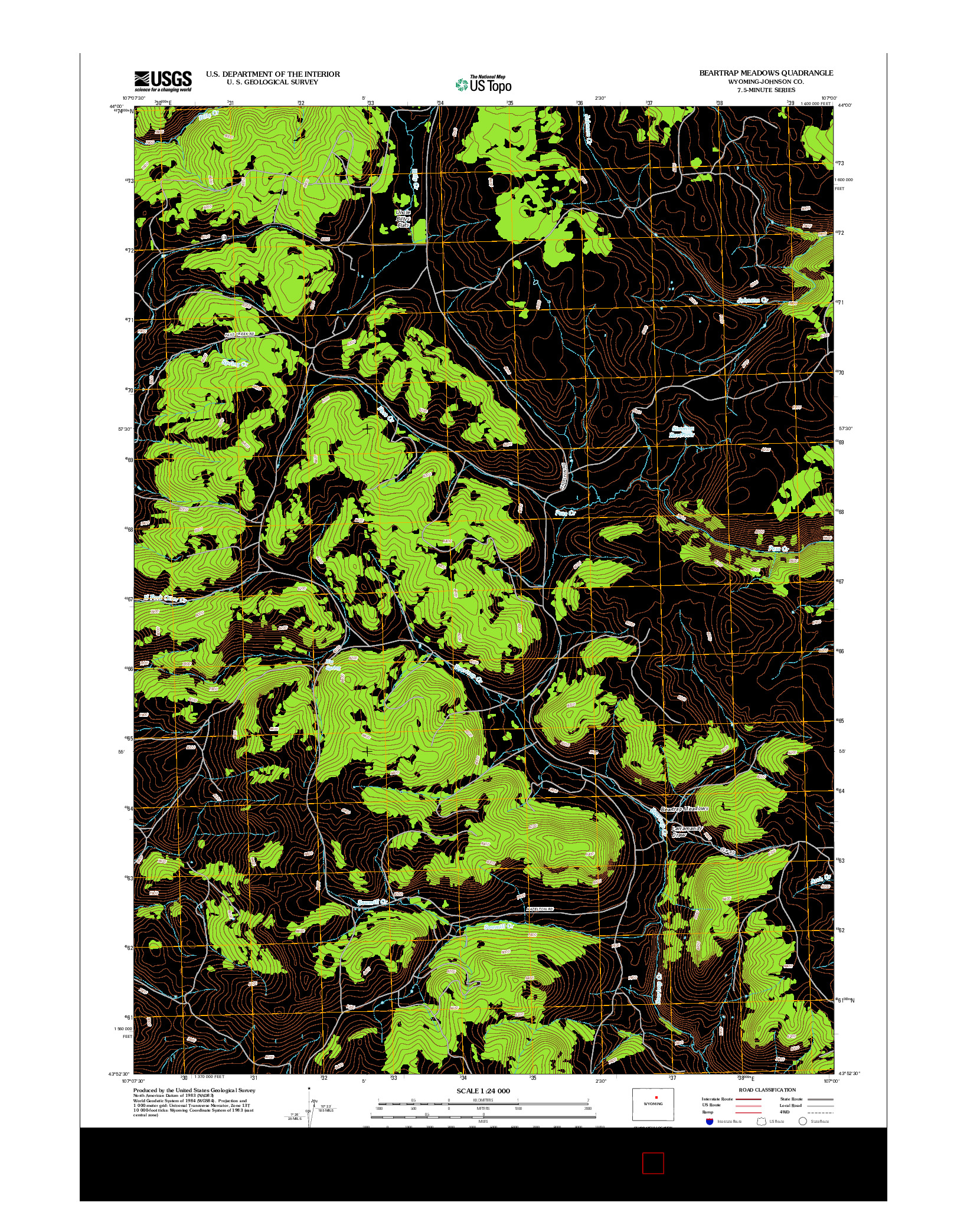 USGS US TOPO 7.5-MINUTE MAP FOR BEARTRAP MEADOWS, WY 2012