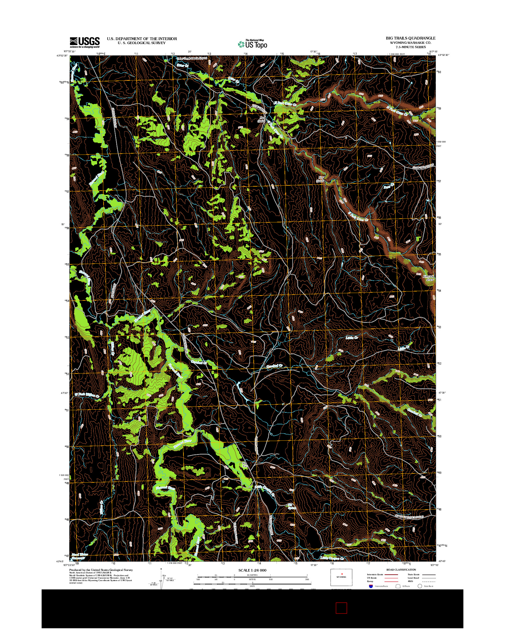 USGS US TOPO 7.5-MINUTE MAP FOR BIG TRAILS, WY 2012