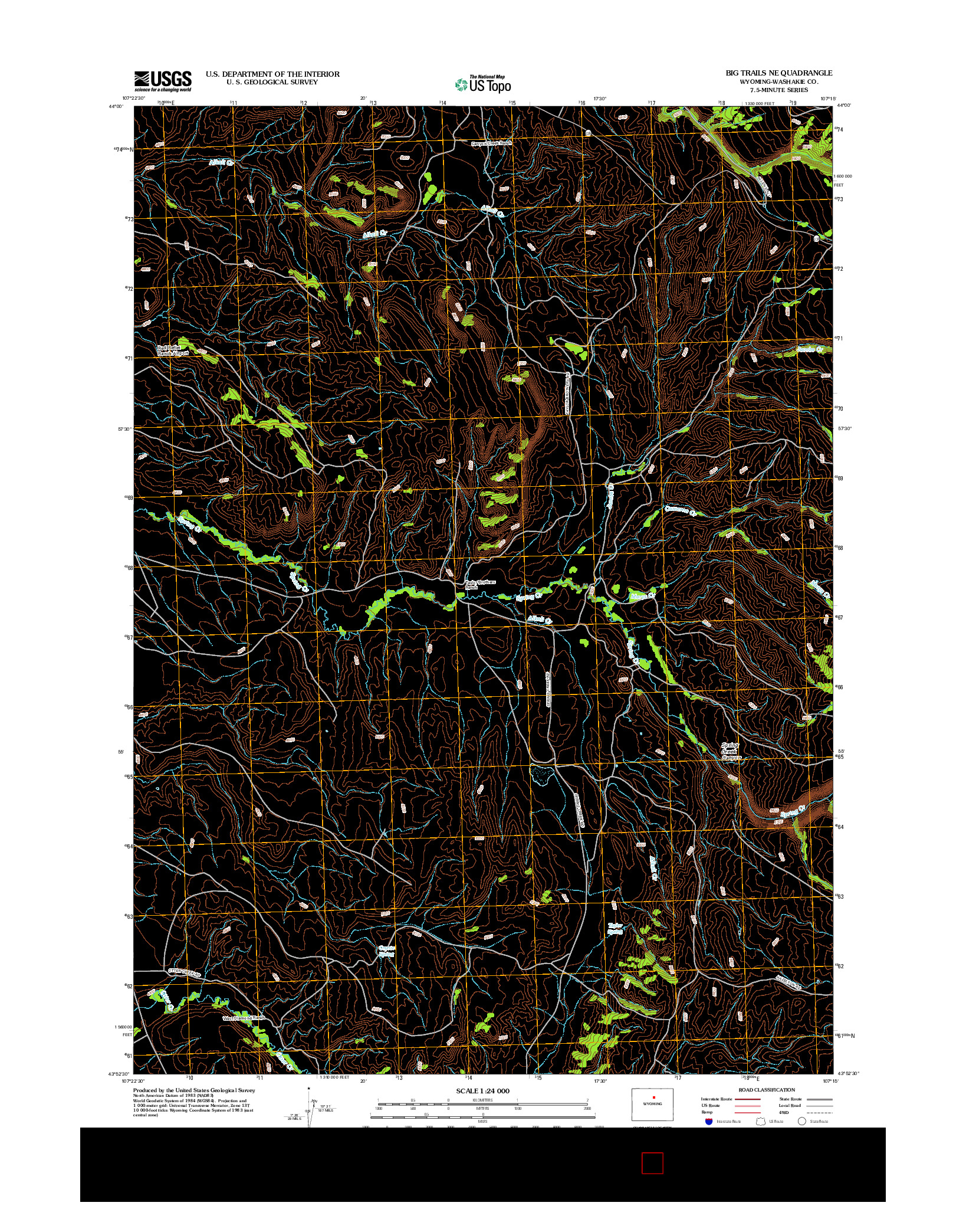 USGS US TOPO 7.5-MINUTE MAP FOR BIG TRAILS NE, WY 2012