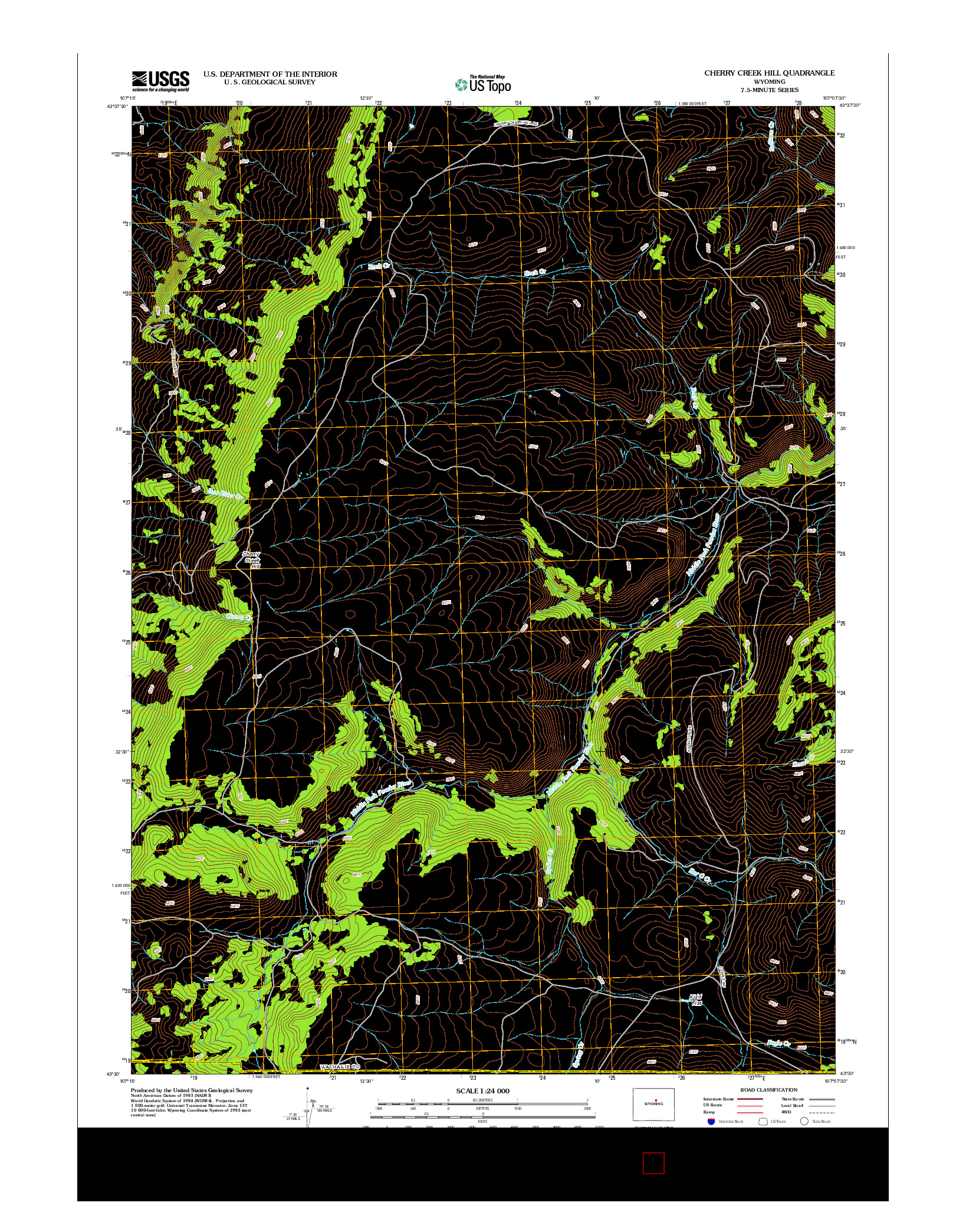 USGS US TOPO 7.5-MINUTE MAP FOR CHERRY CREEK HILL, WY 2012