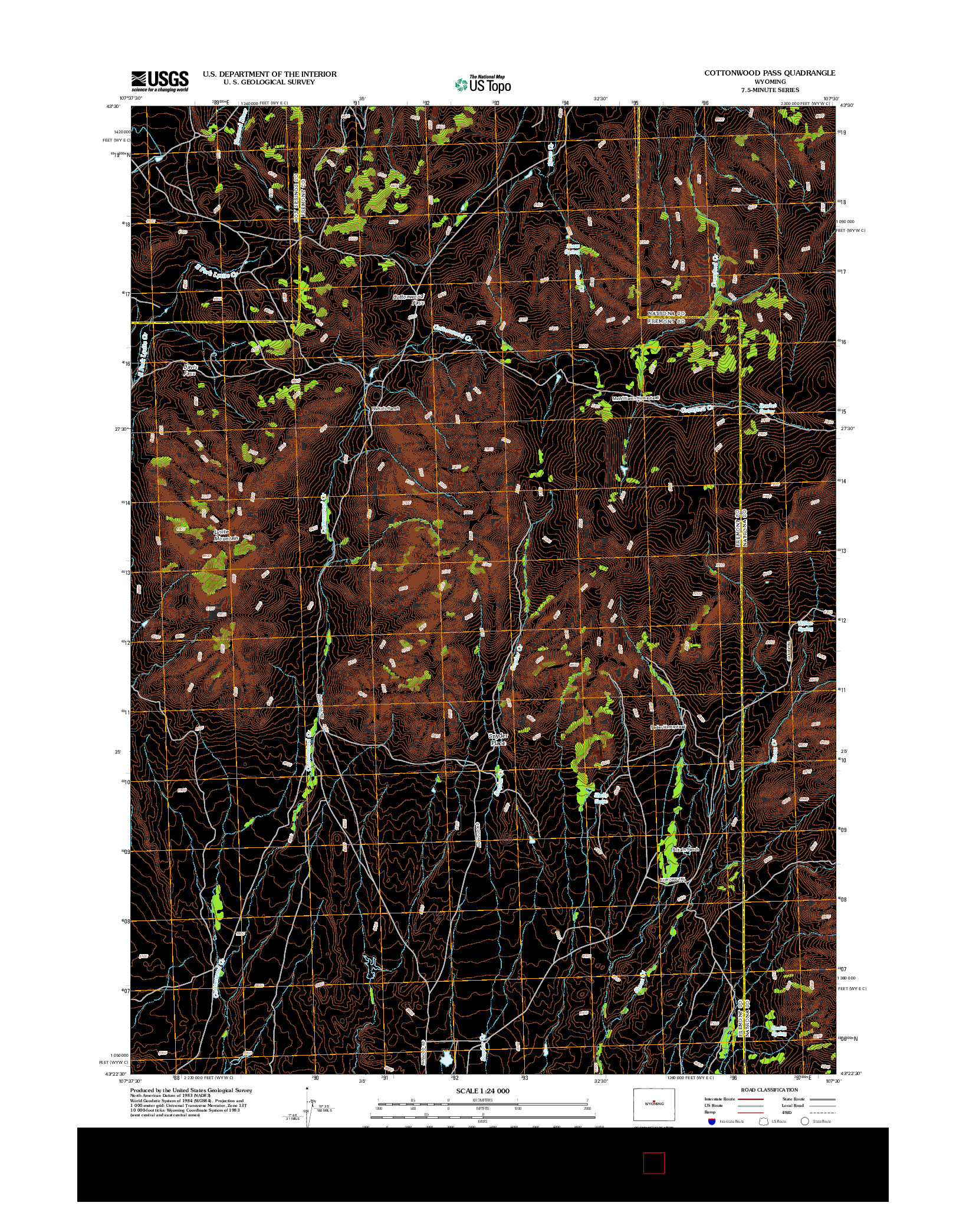 USGS US TOPO 7.5-MINUTE MAP FOR COTTONWOOD PASS, WY 2012