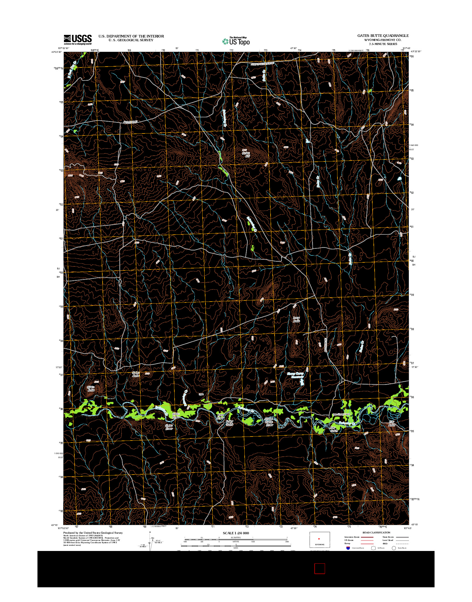 USGS US TOPO 7.5-MINUTE MAP FOR GATES BUTTE, WY 2012