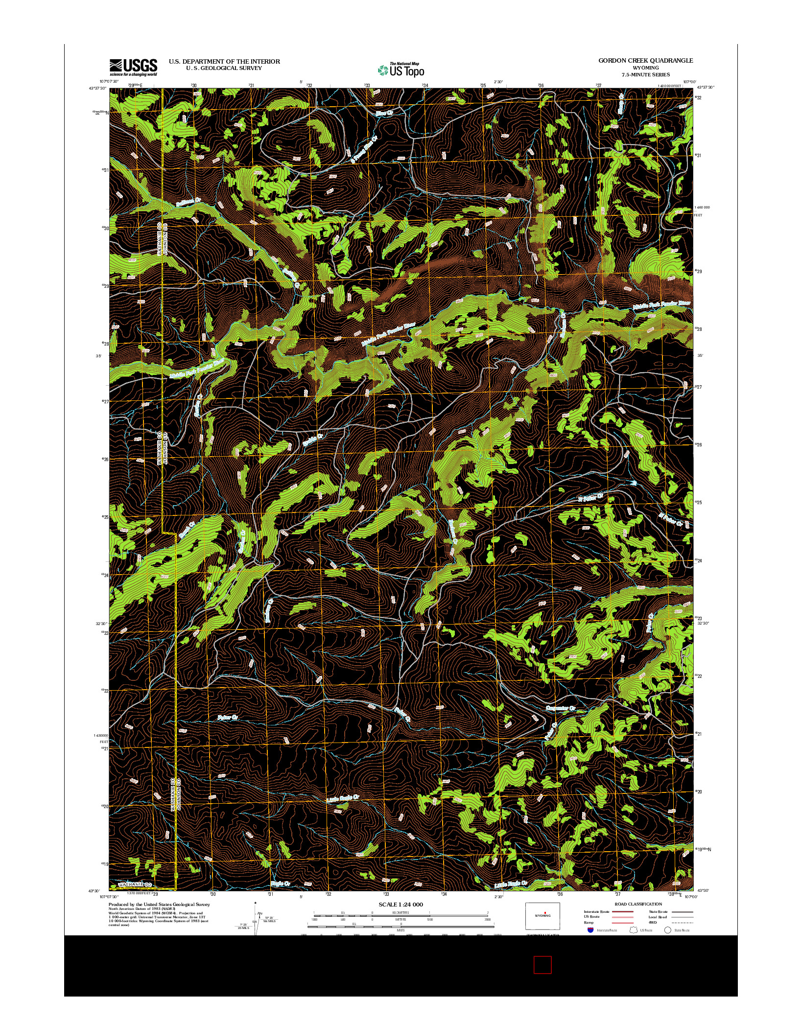 USGS US TOPO 7.5-MINUTE MAP FOR GORDON CREEK, WY 2012