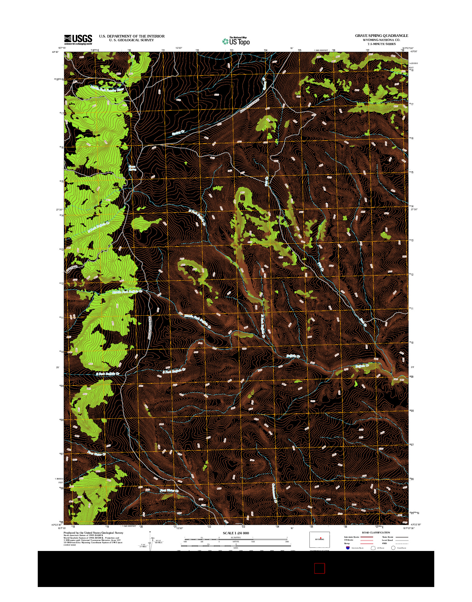 USGS US TOPO 7.5-MINUTE MAP FOR GRAVE SPRING, WY 2012