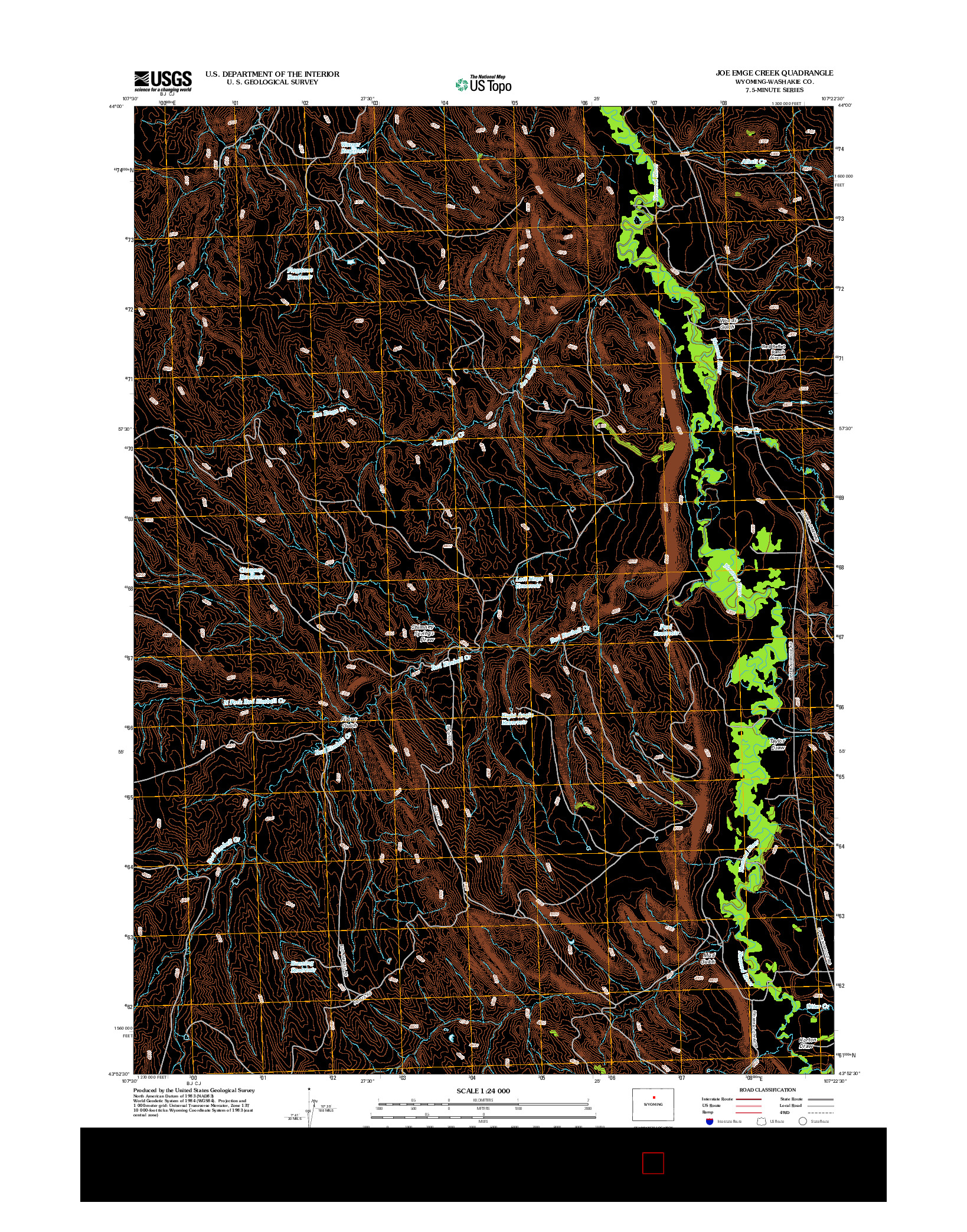 USGS US TOPO 7.5-MINUTE MAP FOR JOE EMGE CREEK, WY 2012
