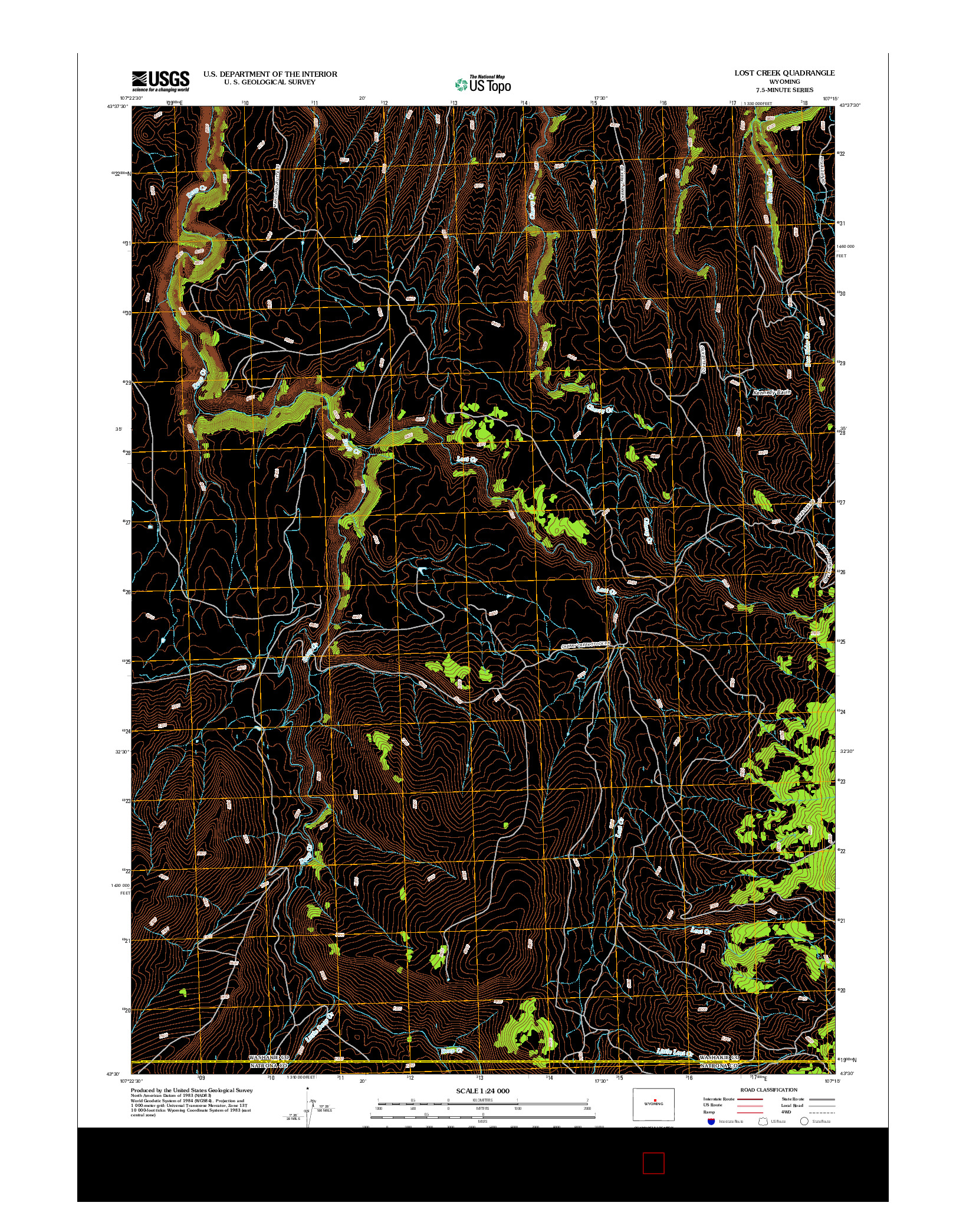USGS US TOPO 7.5-MINUTE MAP FOR LOST CREEK, WY 2012