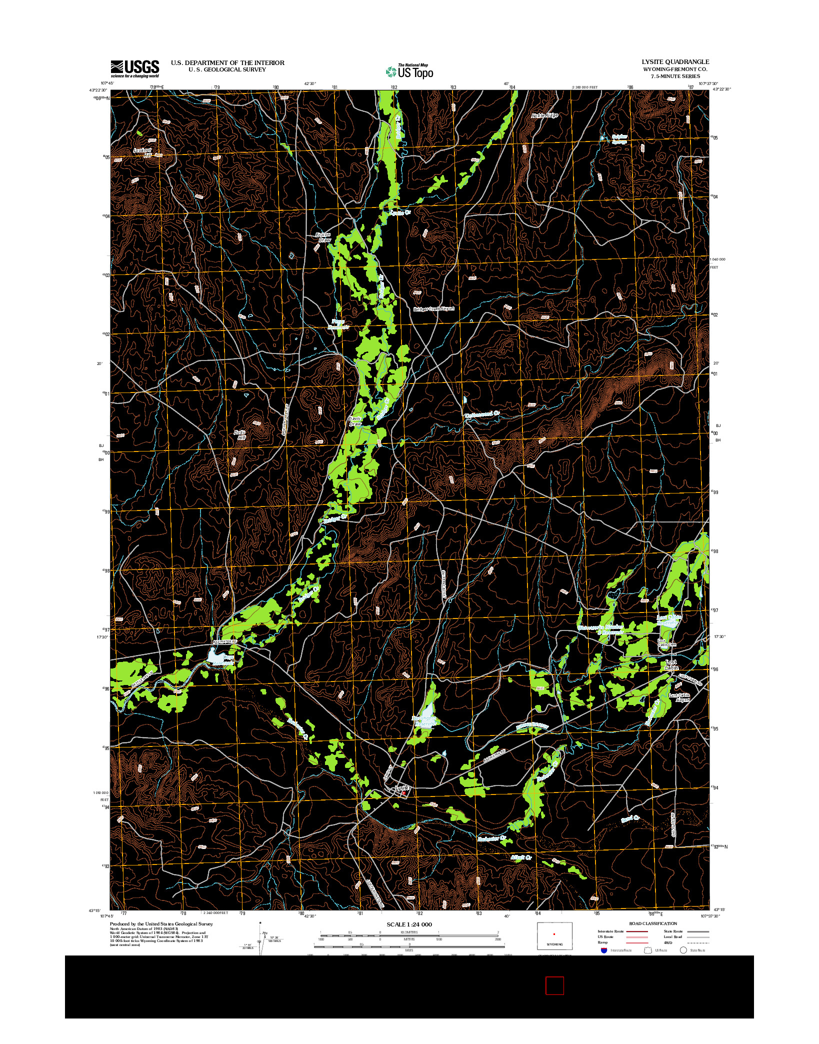 USGS US TOPO 7.5-MINUTE MAP FOR LYSITE, WY 2012