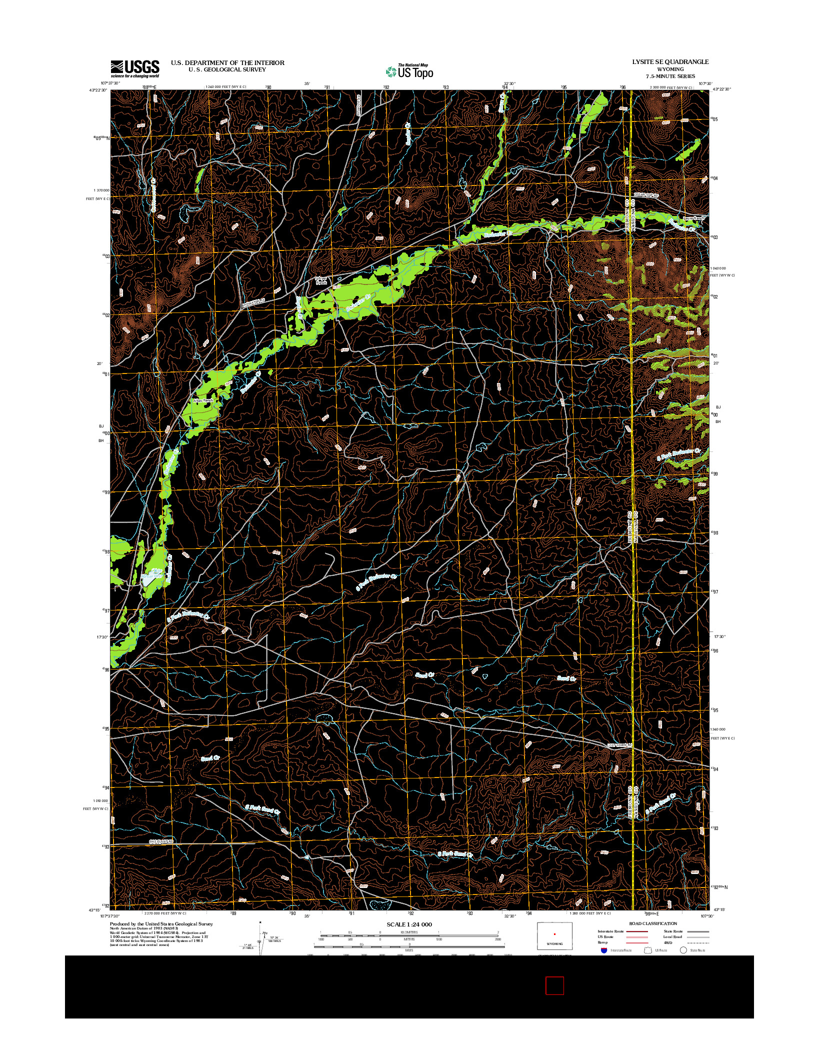 USGS US TOPO 7.5-MINUTE MAP FOR LYSITE SE, WY 2012