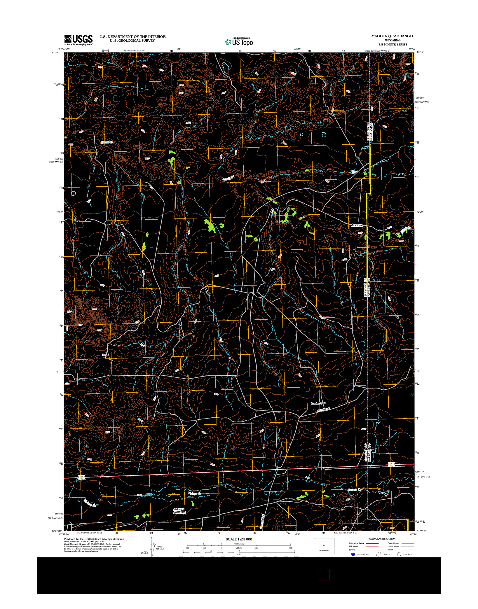 USGS US TOPO 7.5-MINUTE MAP FOR MADDEN, WY 2012