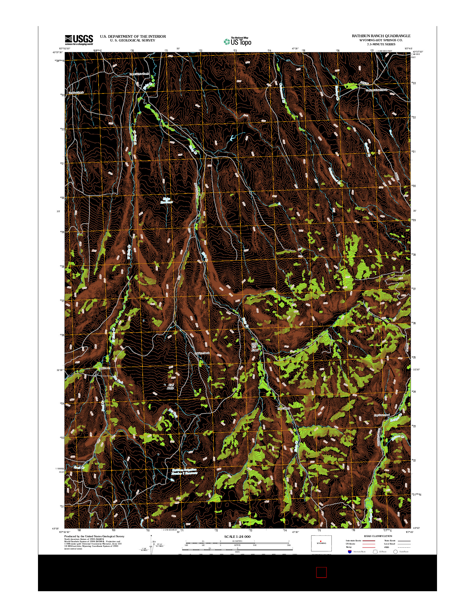 USGS US TOPO 7.5-MINUTE MAP FOR RATHBUN RANCH, WY 2012