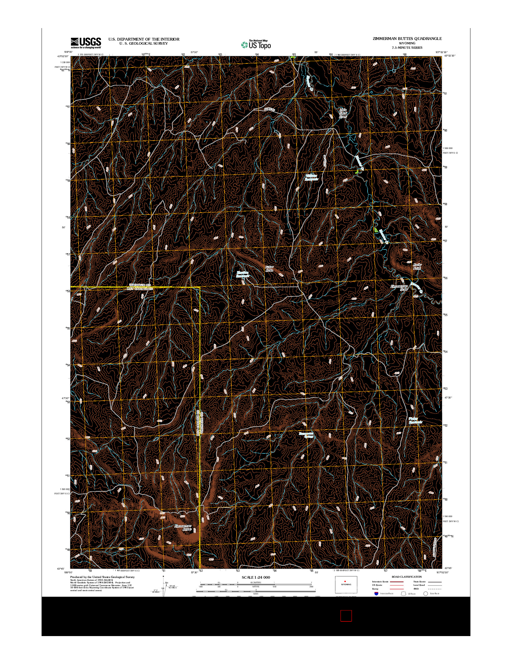 USGS US TOPO 7.5-MINUTE MAP FOR ZIMMERMAN BUTTES, WY 2012