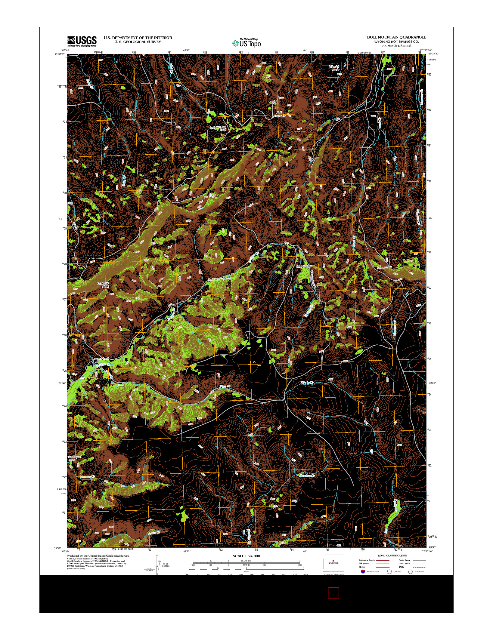 USGS US TOPO 7.5-MINUTE MAP FOR BULL MOUNTAIN, WY 2012