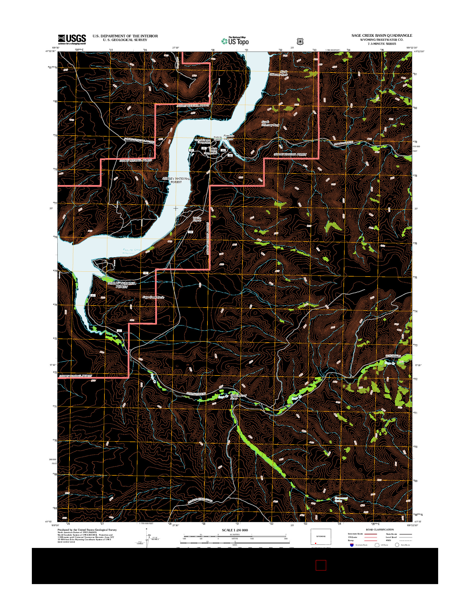 USGS US TOPO 7.5-MINUTE MAP FOR SAGE CREEK BASIN, WY 2012
