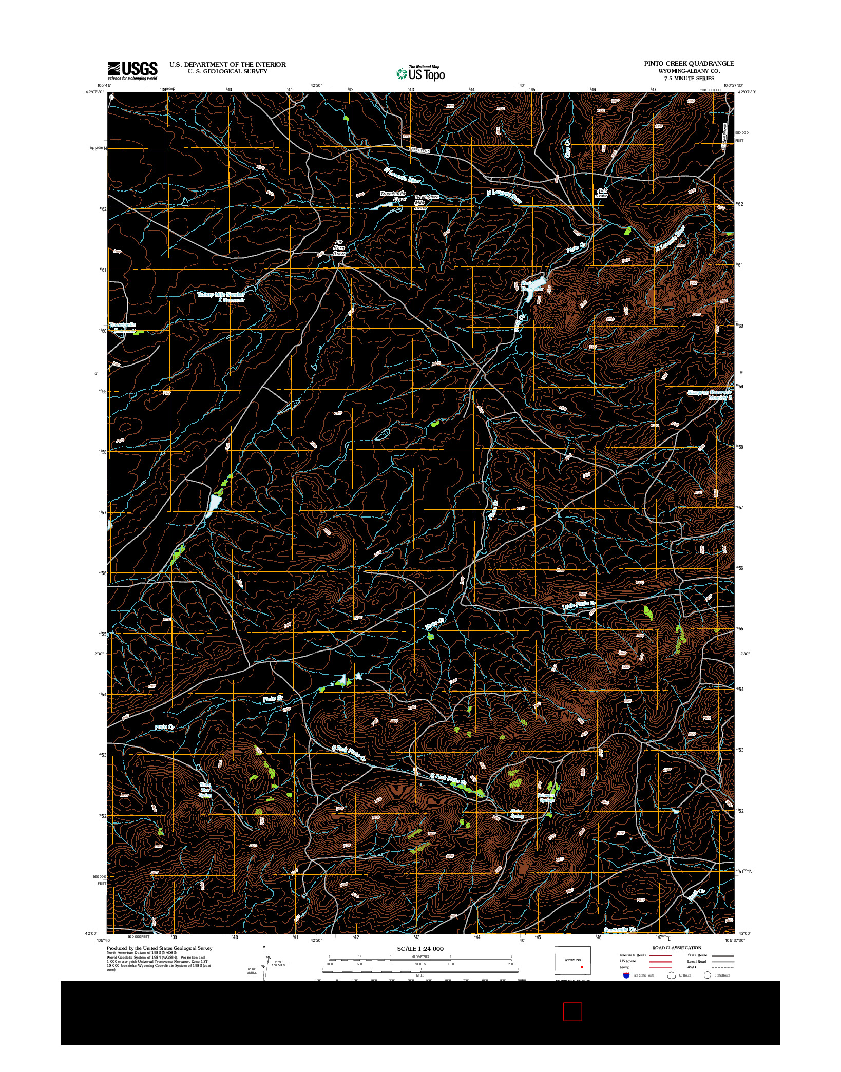 USGS US TOPO 7.5-MINUTE MAP FOR PINTO CREEK, WY 2012