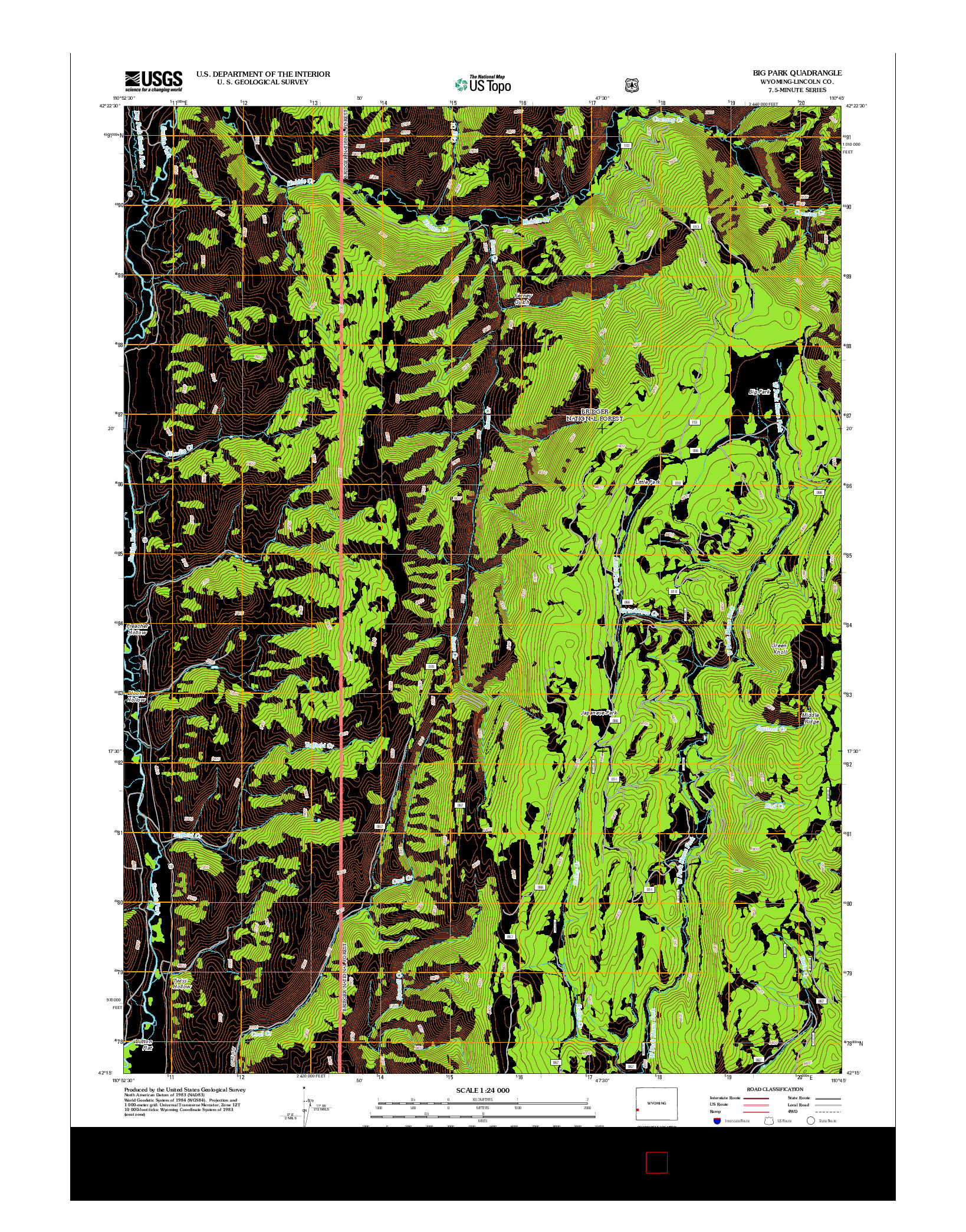 USGS US TOPO 7.5-MINUTE MAP FOR BIG PARK, WY 2012