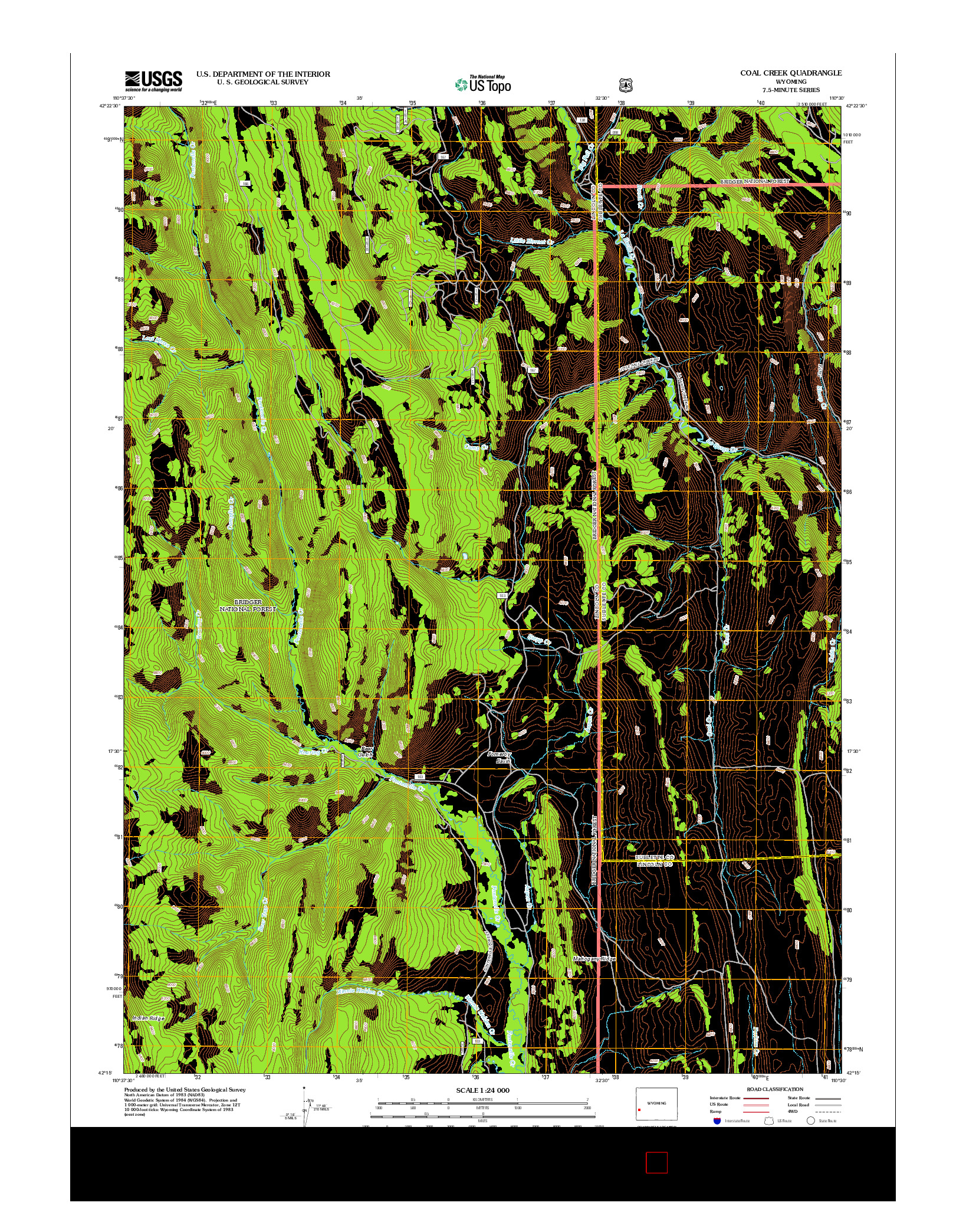 USGS US TOPO 7.5-MINUTE MAP FOR COAL CREEK, WY 2012